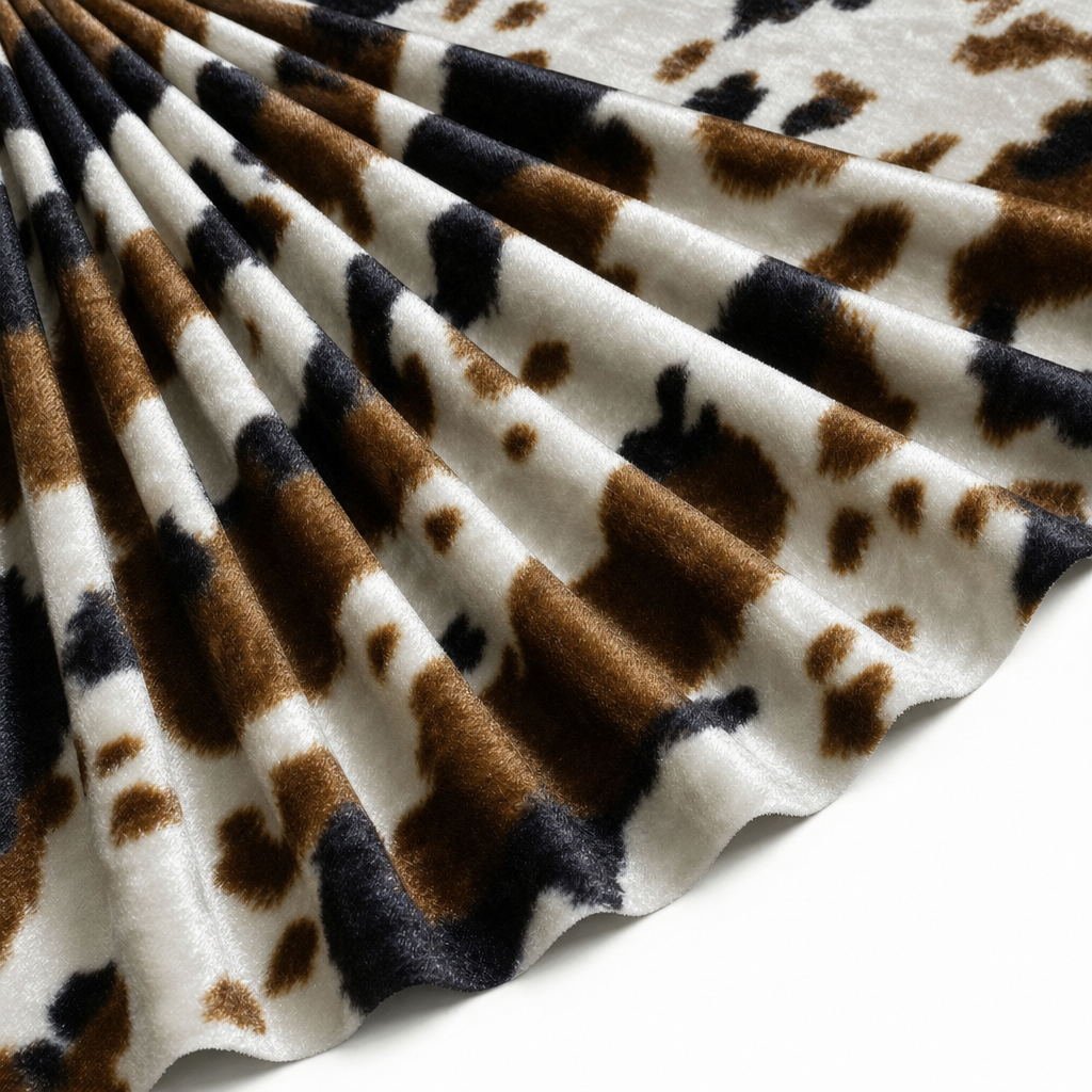 Tissu Fausse Fourrure Peau de bête Vache Marron