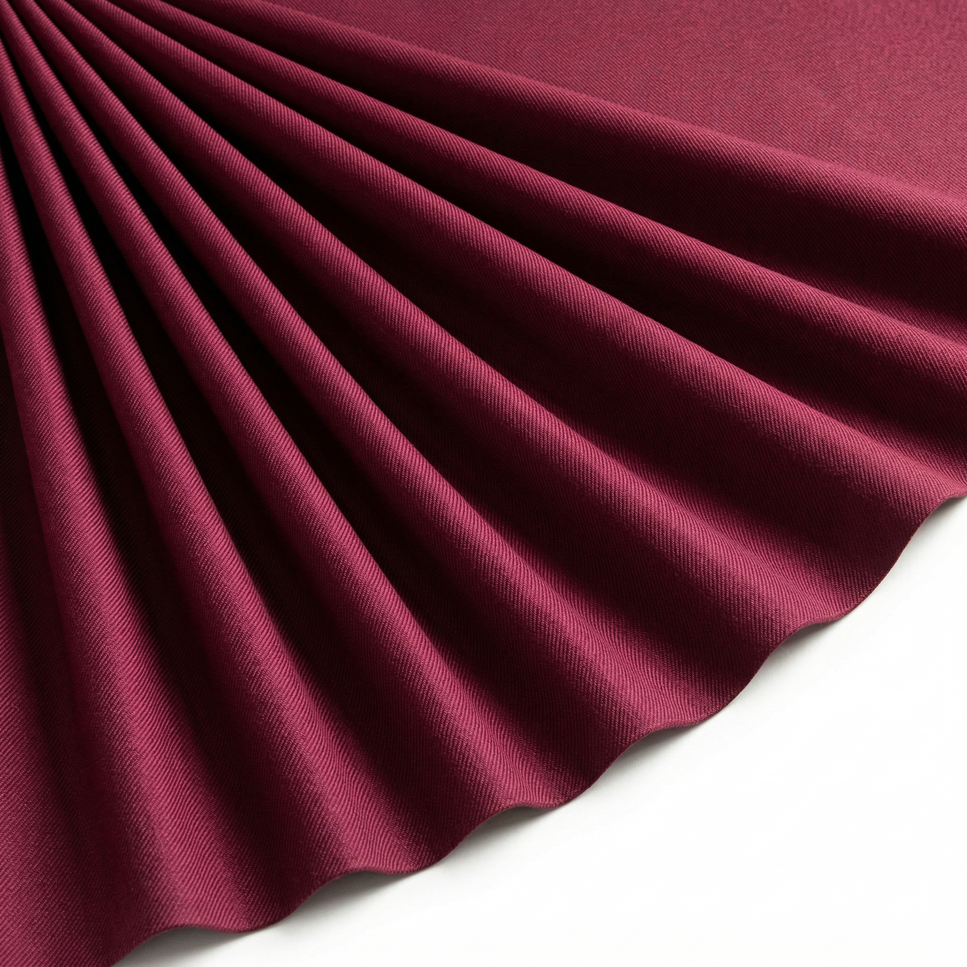 Tissu Gabardine Polycoton Rigide Uni Rouge Grenat