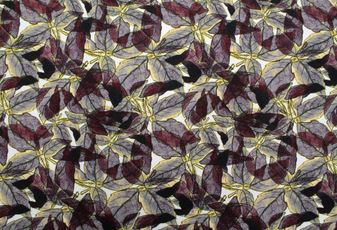 Tissu Gabardine de Viscose Imprimé Fleur Automne Gris