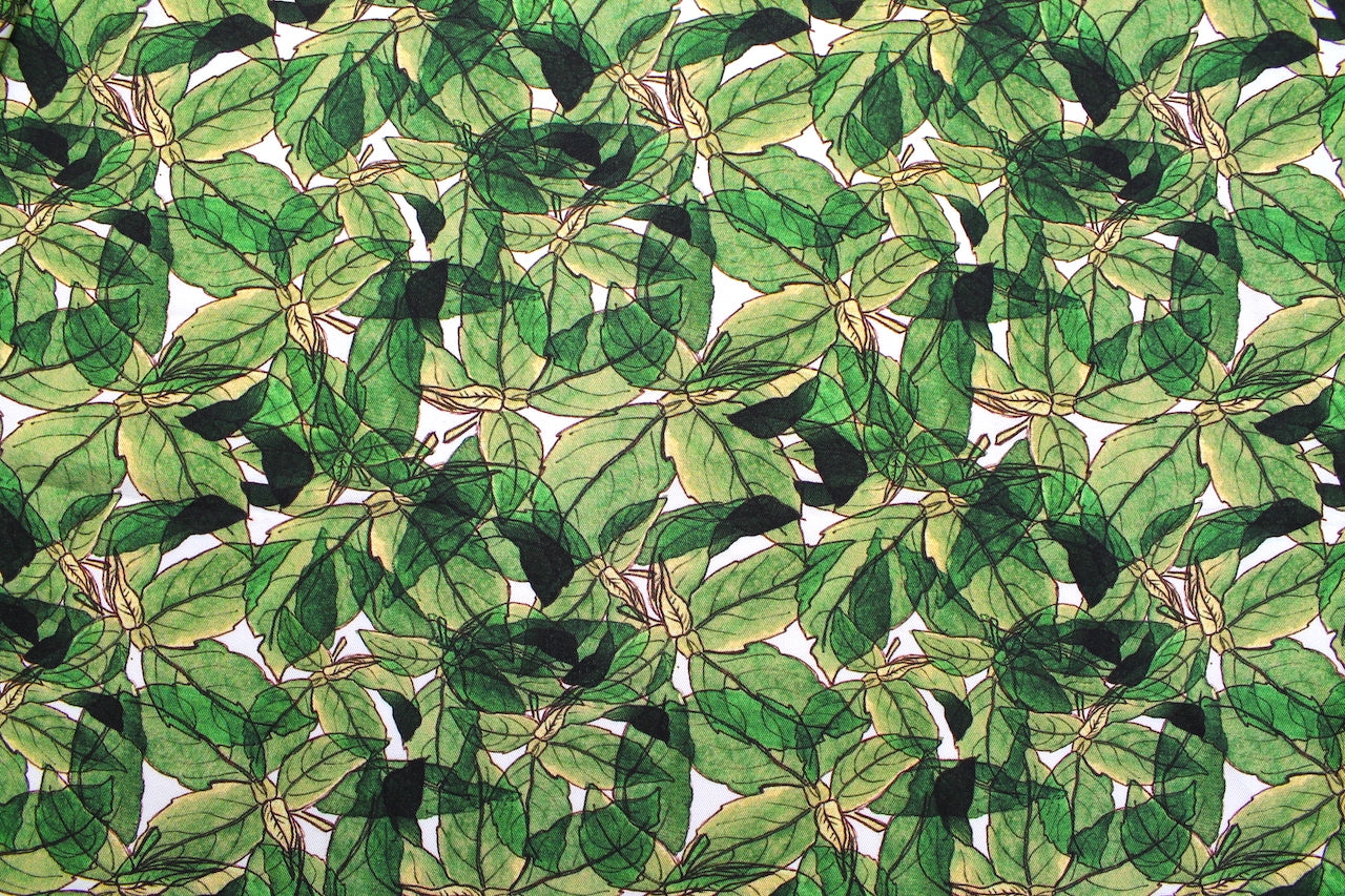 Tissu Gabardine de Viscose Imprimé Fleur Automne Vert