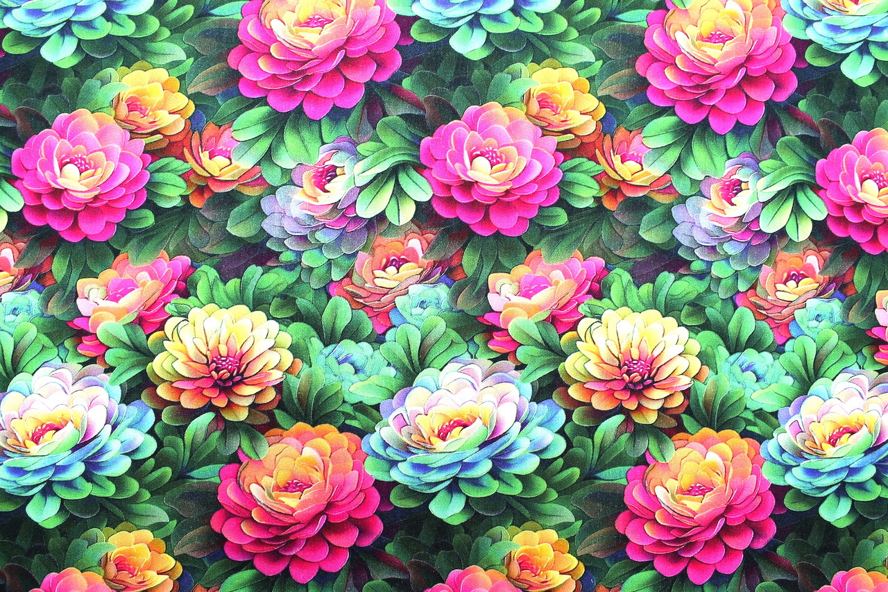 Tissu Gabardine de Viscose Imprimé Fleur Rosa Fuchsia