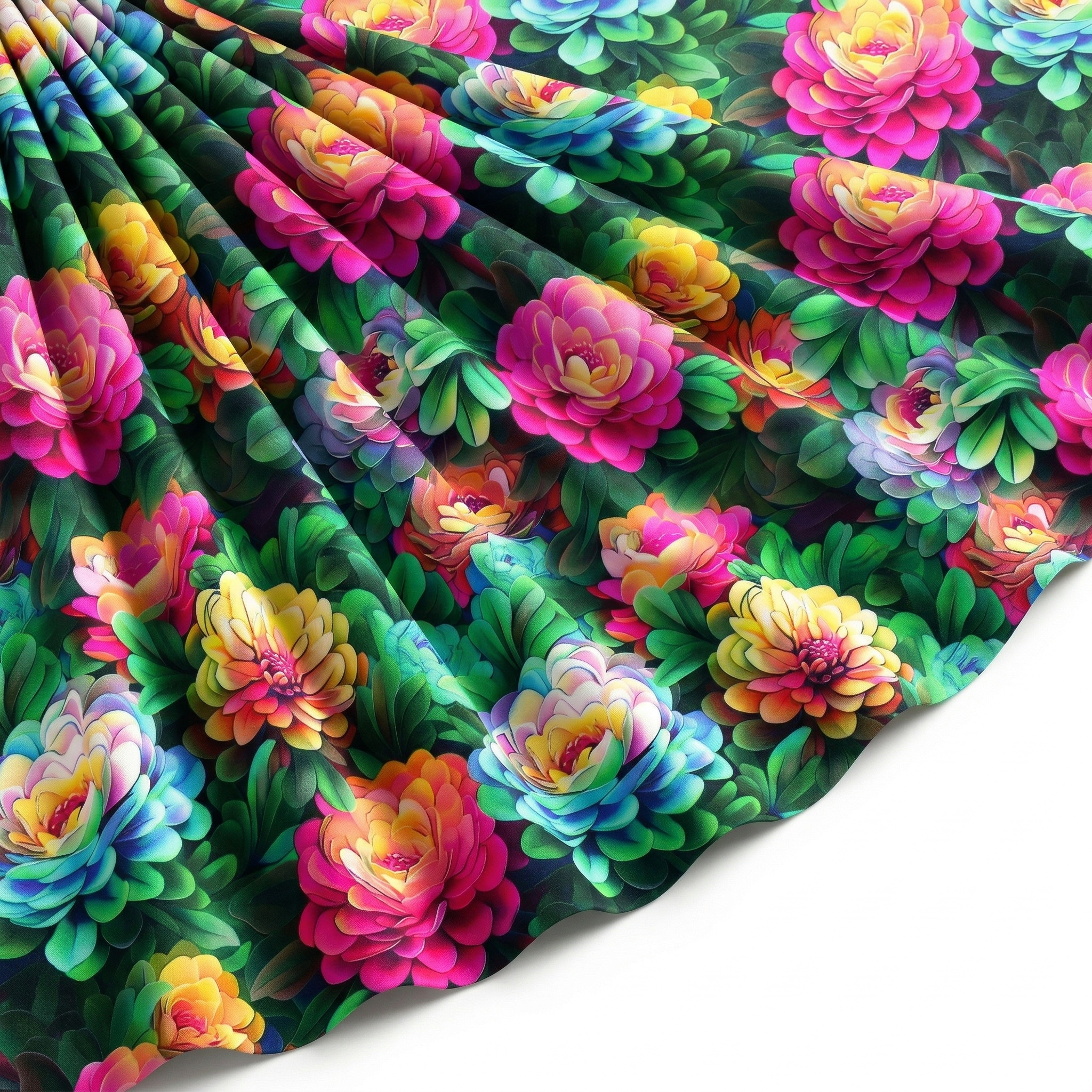Tissu Gabardine de Viscose Imprimé Fleur Rosa Fuchsia