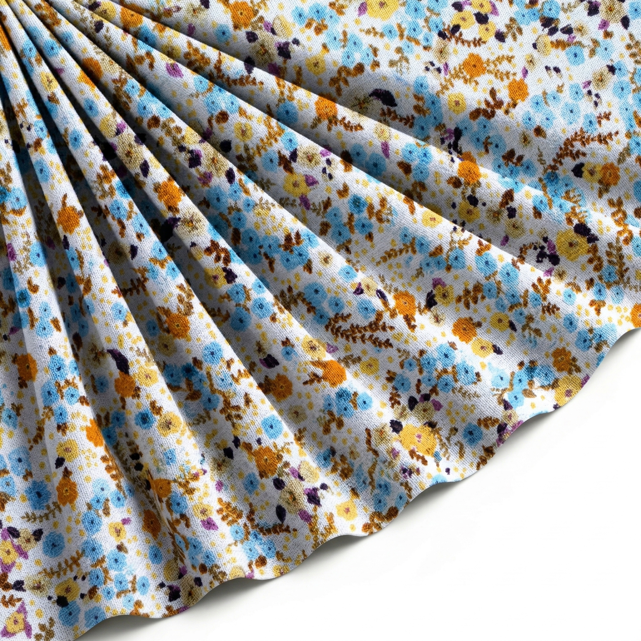 Tissu Gabardine de Viscose Imprimé Petites Fleurs Beige