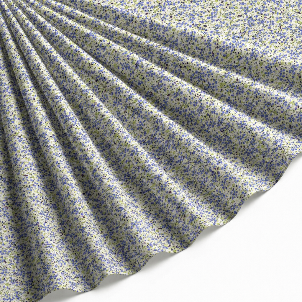 Tissu Gabardine de Viscose Imprimé Petites Fleurs Bleu