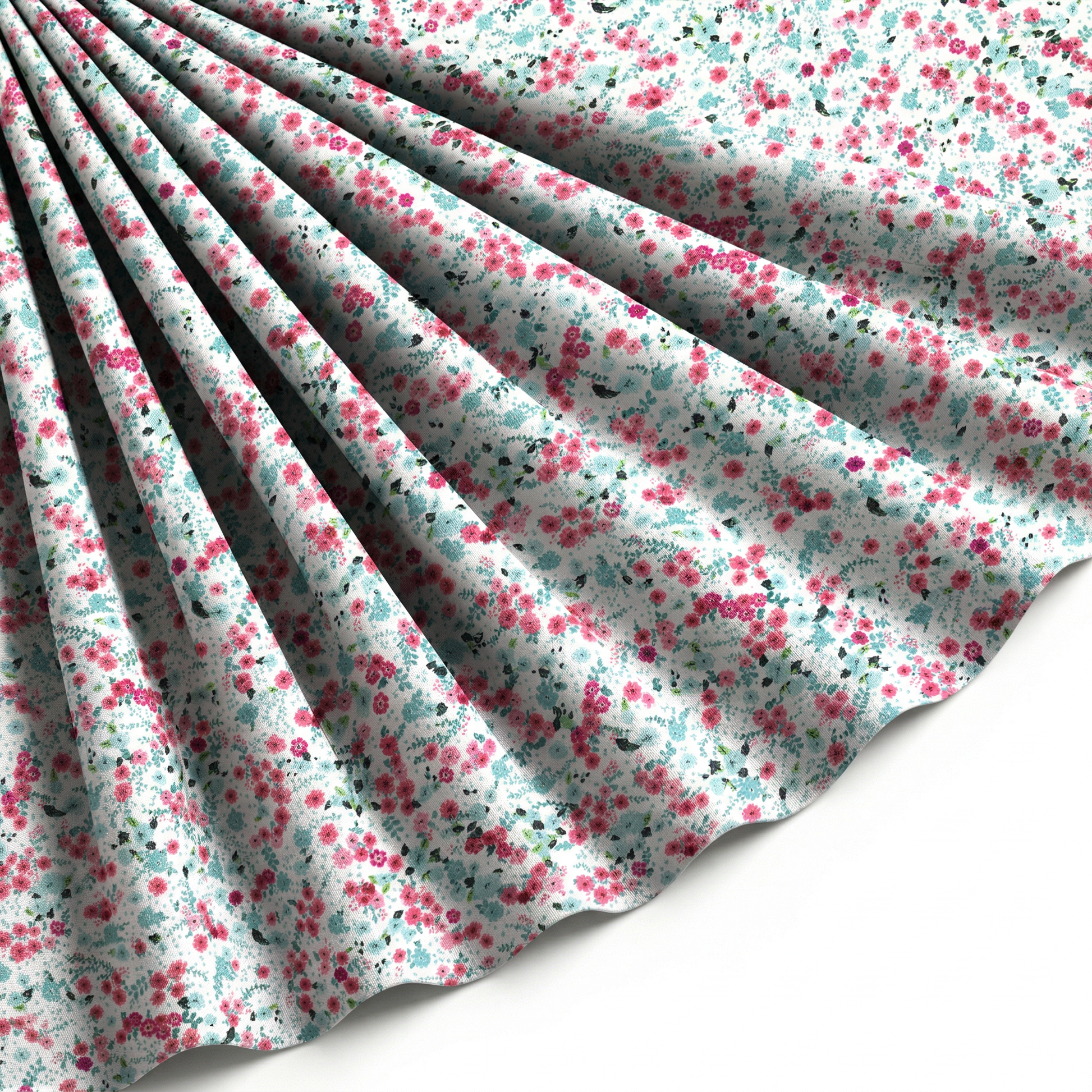 Tissu Gabardine de Viscose Imprimé Petites Fleurs Rose