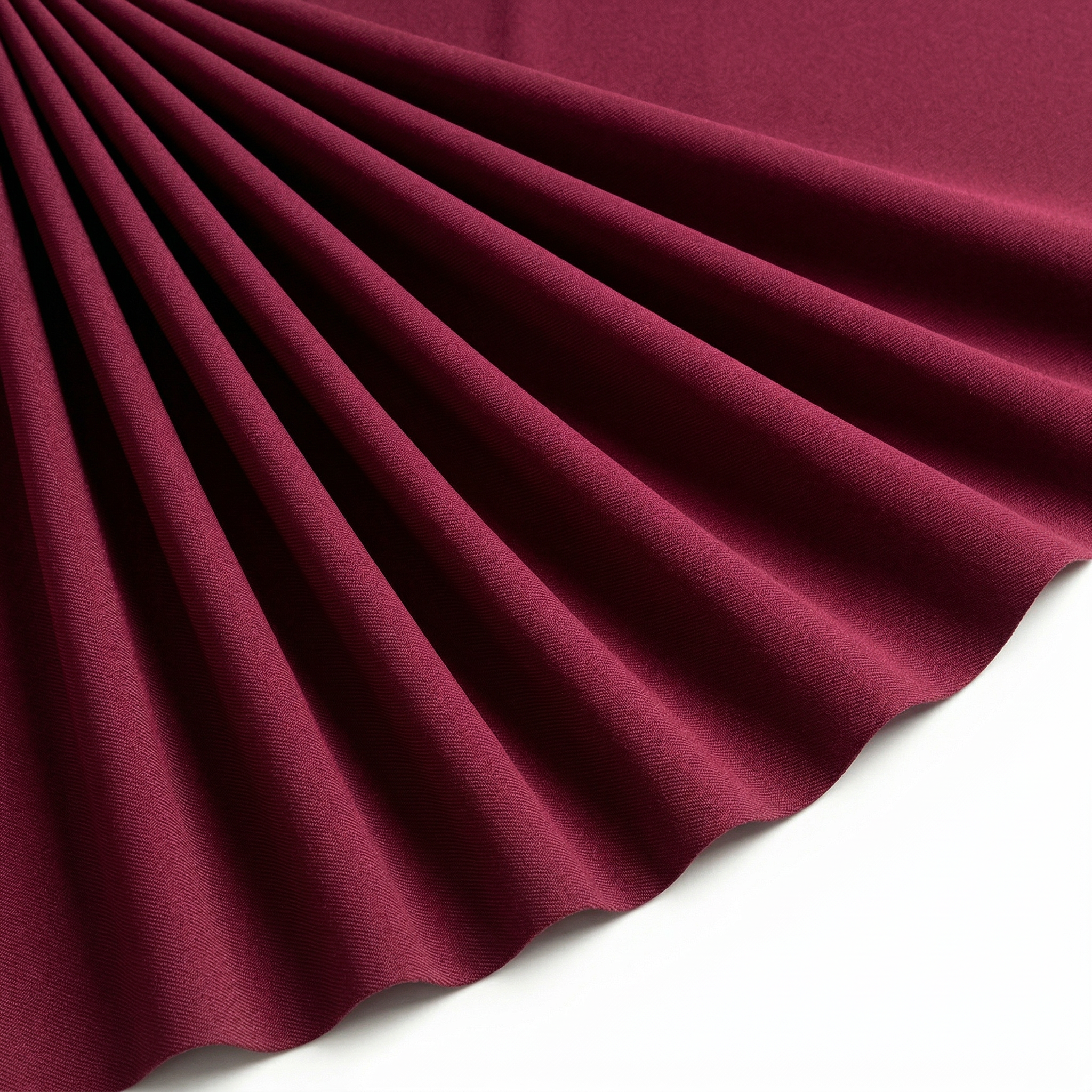 Tissu Gabardine de Viscose Uni Rouge Bordeaux