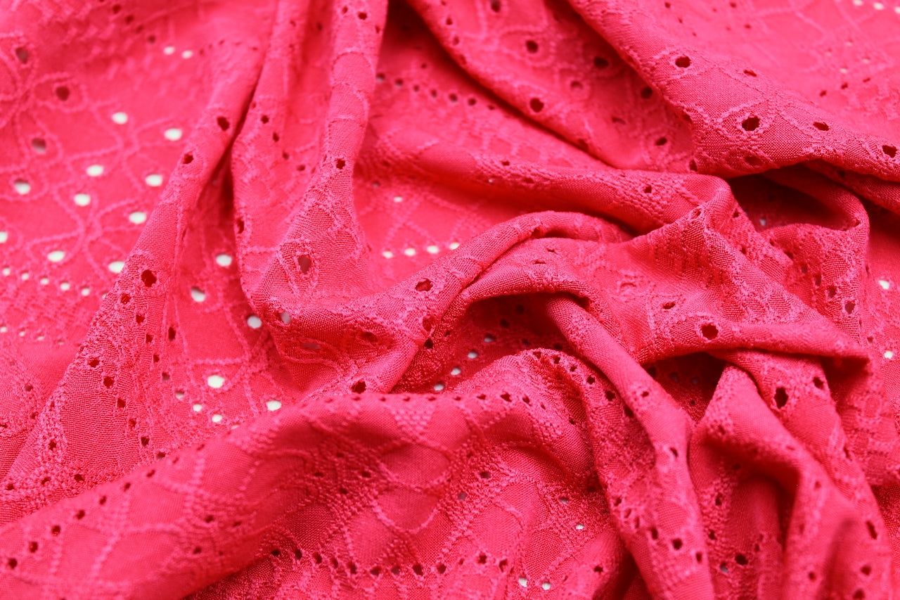Tissu Jersey Dentelle Brodée One Fuchsia