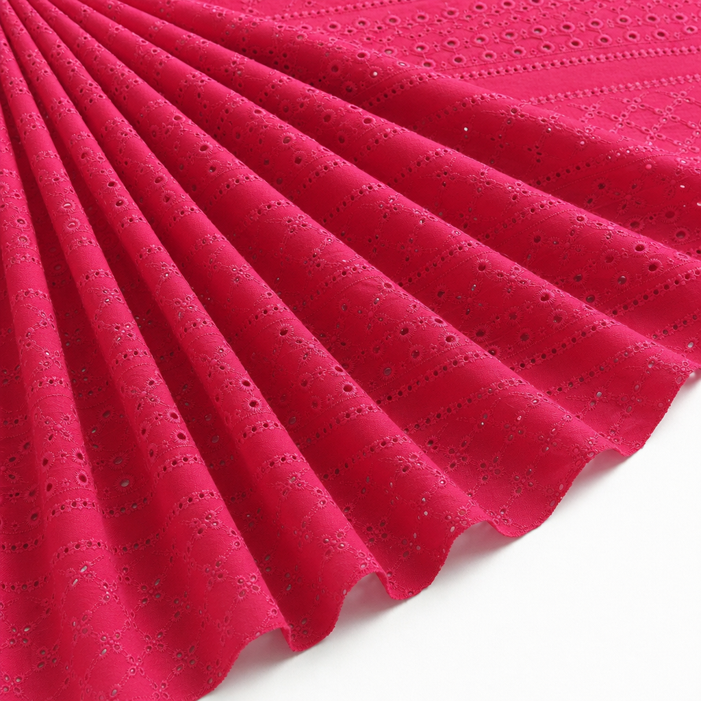 Tissu Jersey Dentelle Brodée One Fuchsia