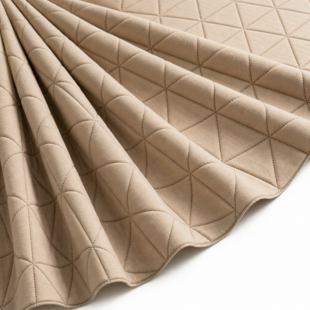 Tissu Jersey Sweat Matelassé Triangles Beige clair