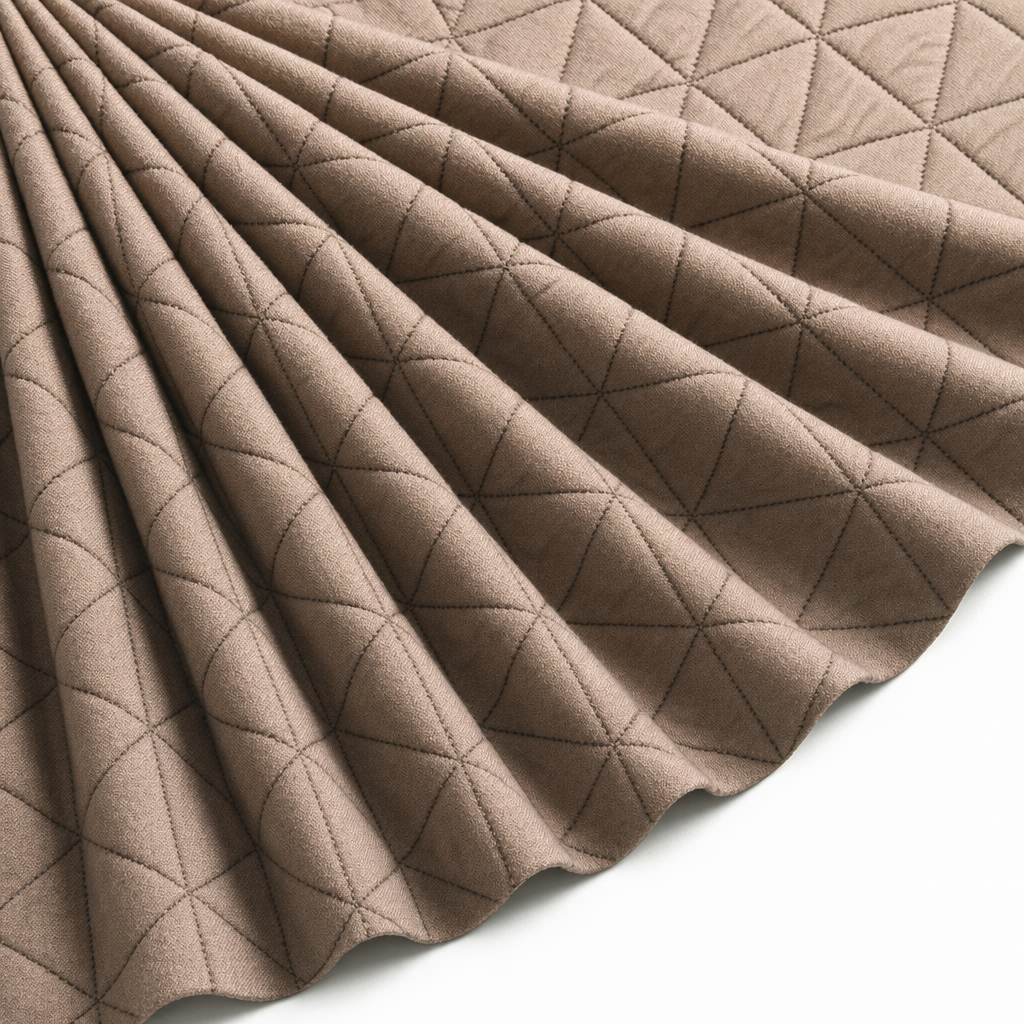 Tissu Jersey Sweat Matelassé Triangles Beige