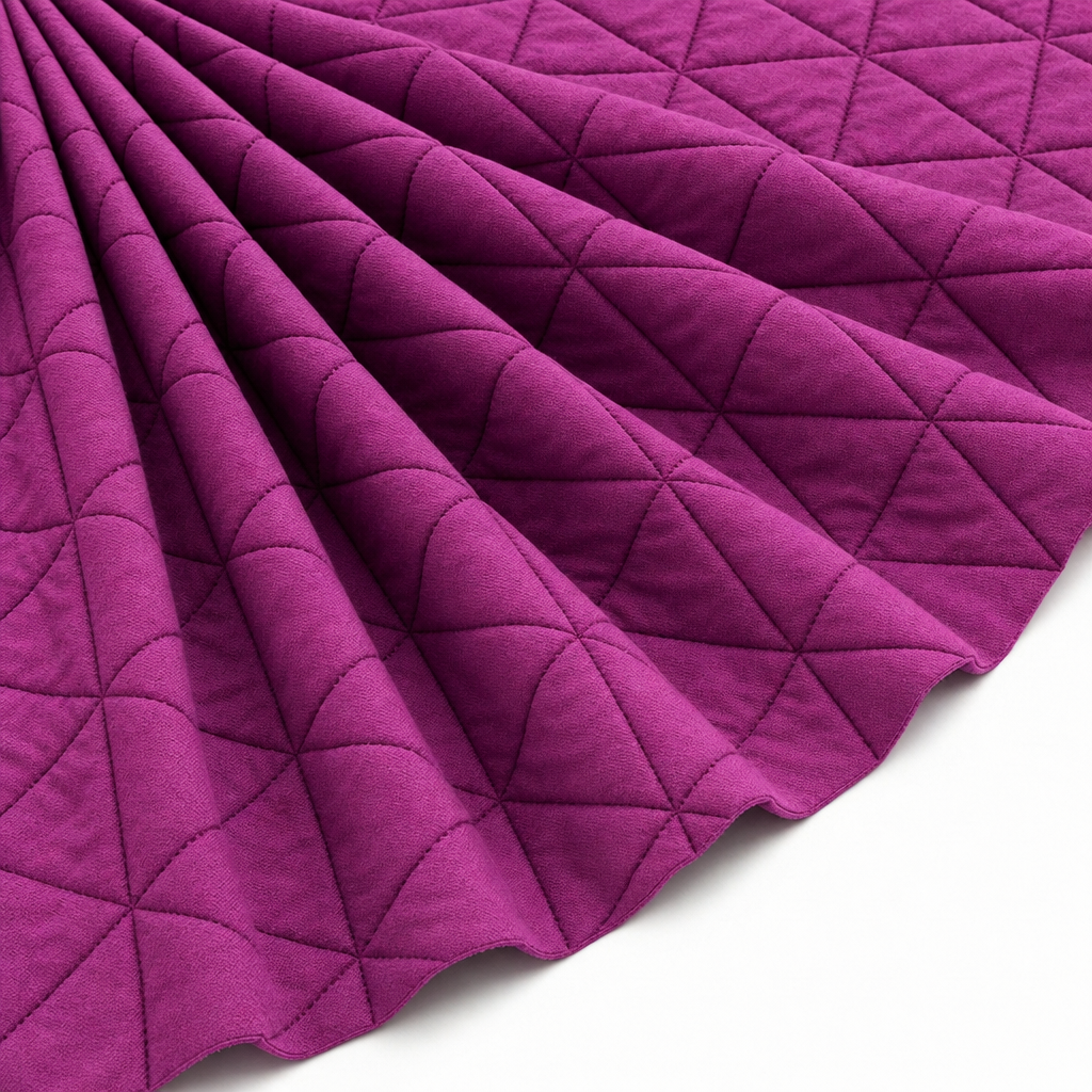 Tissu Jersey Sweat Matelassé Triangles Magenta