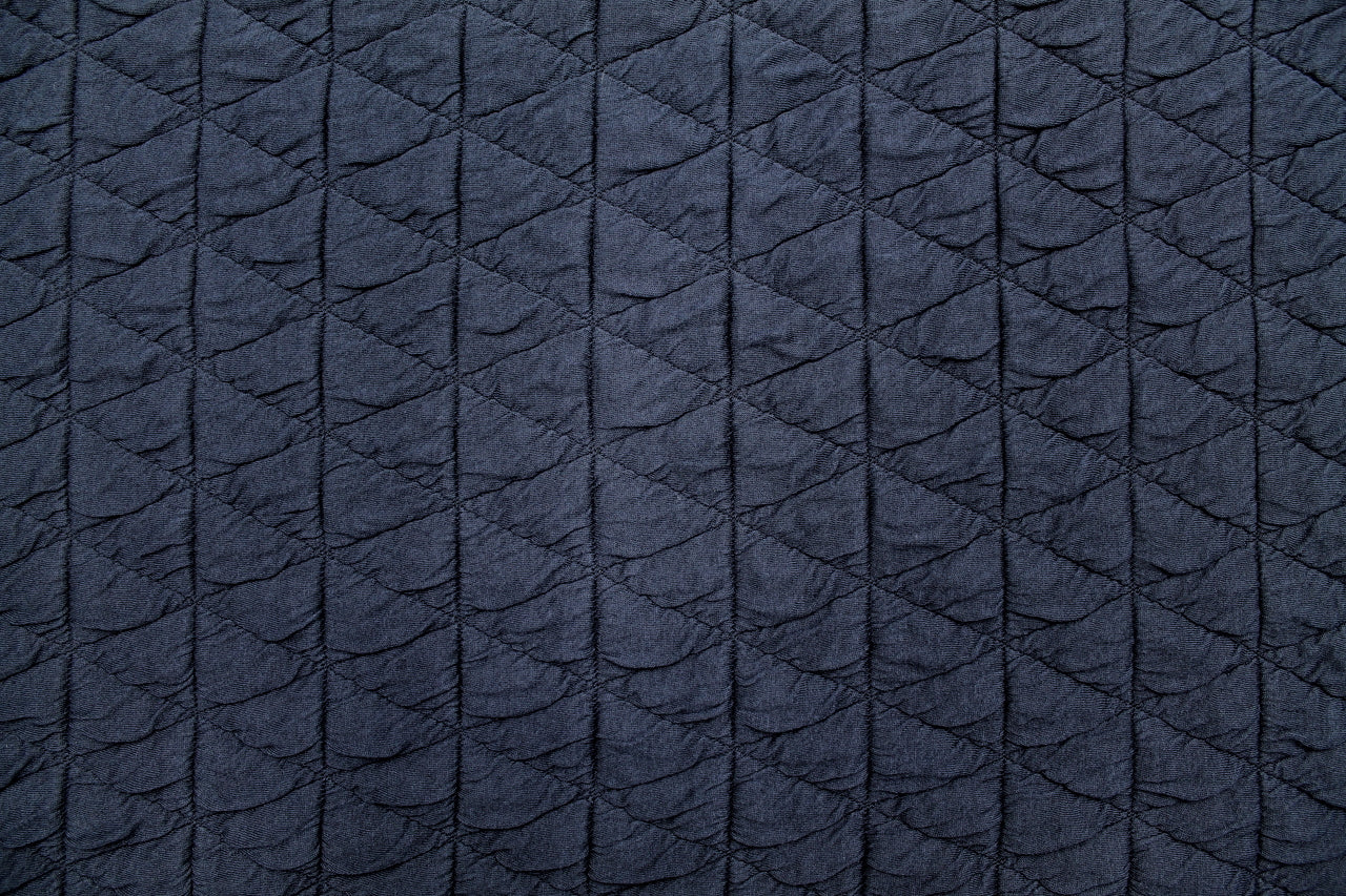 Tissu Jersey Sweat Matelassé Triangles Marine