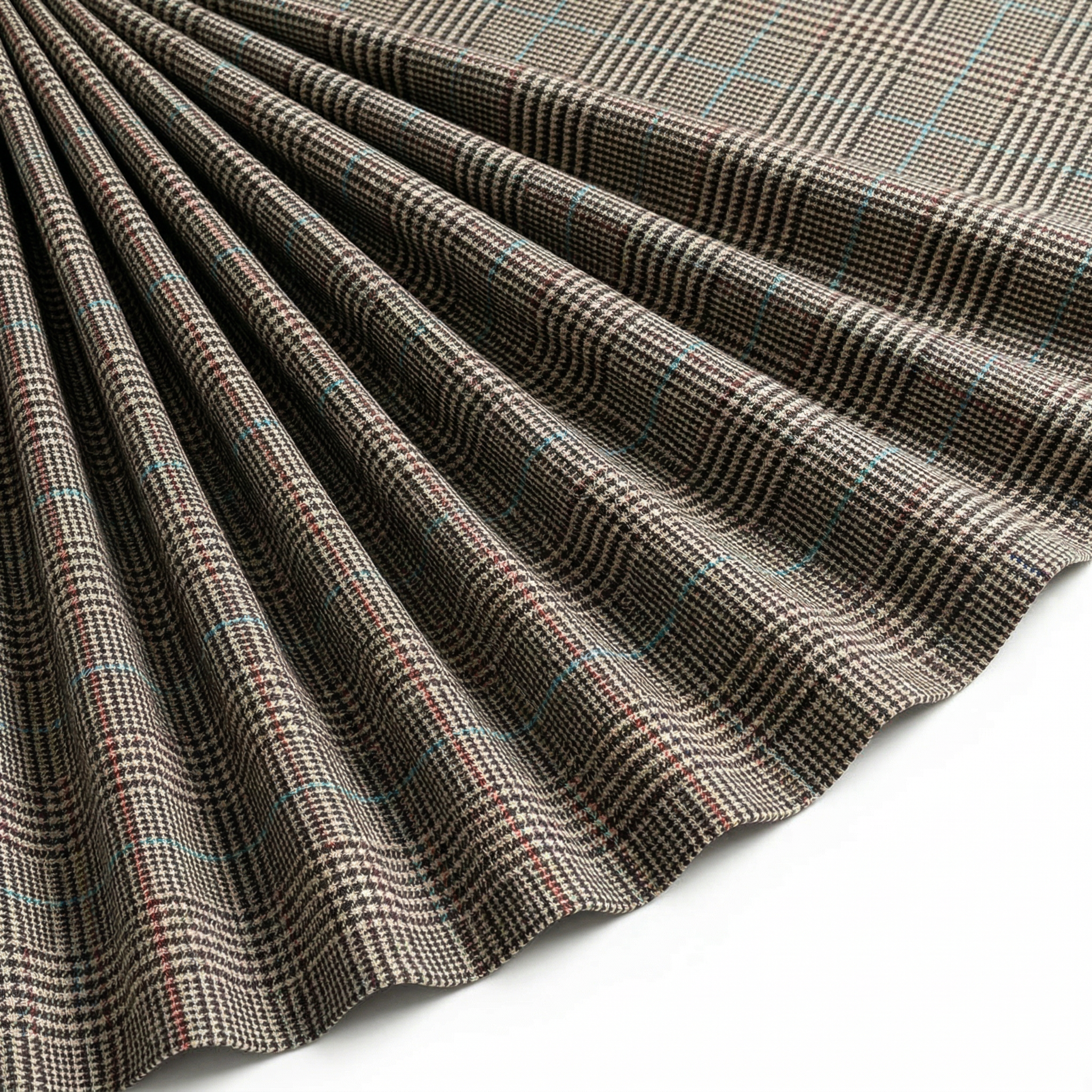 Tissu Lainage Manteau Carreaux Beige