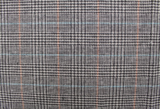 Tissu Lainage Manteau Carreaux Noir