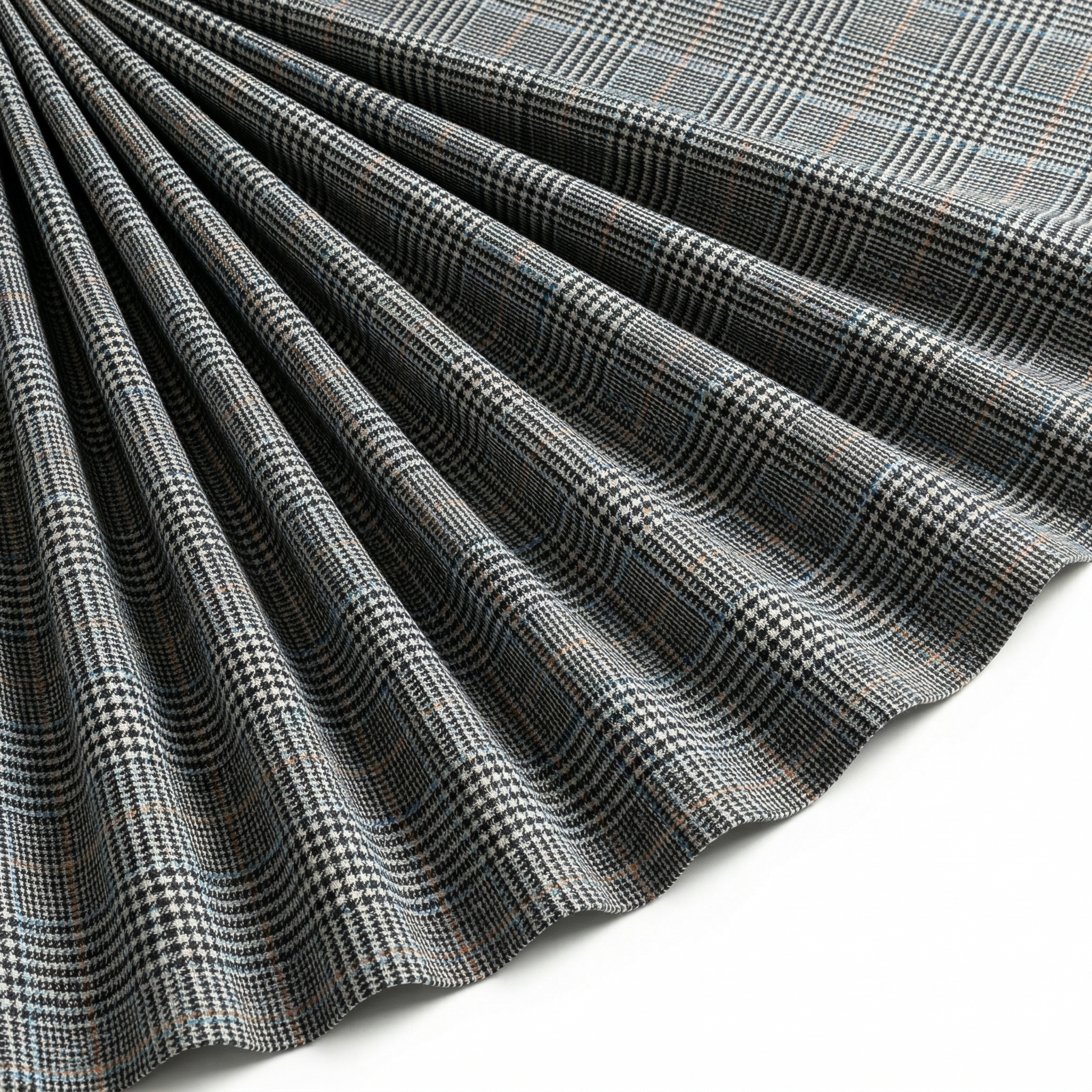 Tissu Lainage Manteau Carreaux Noir