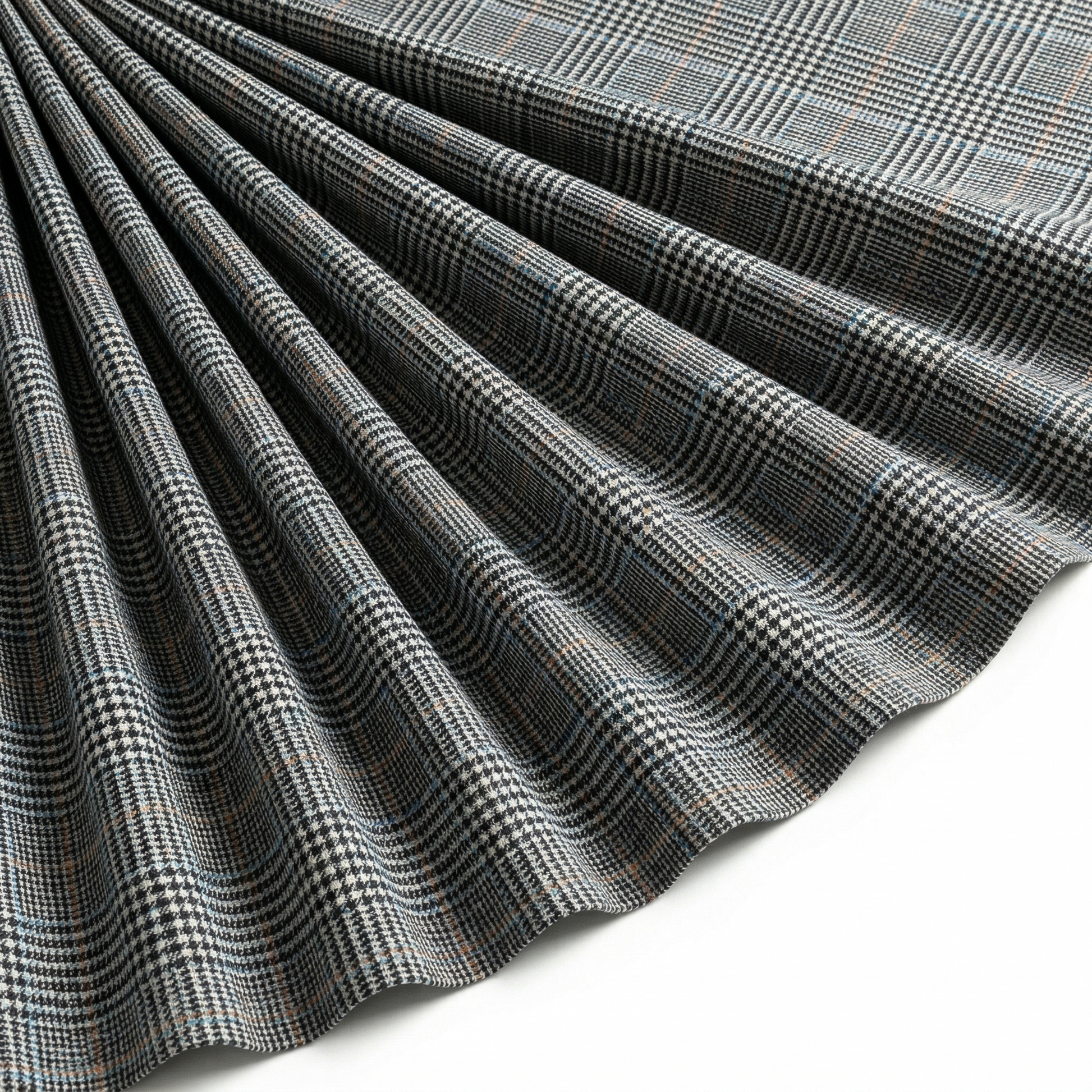 Tissu Lainage Manteau Carreaux Noir