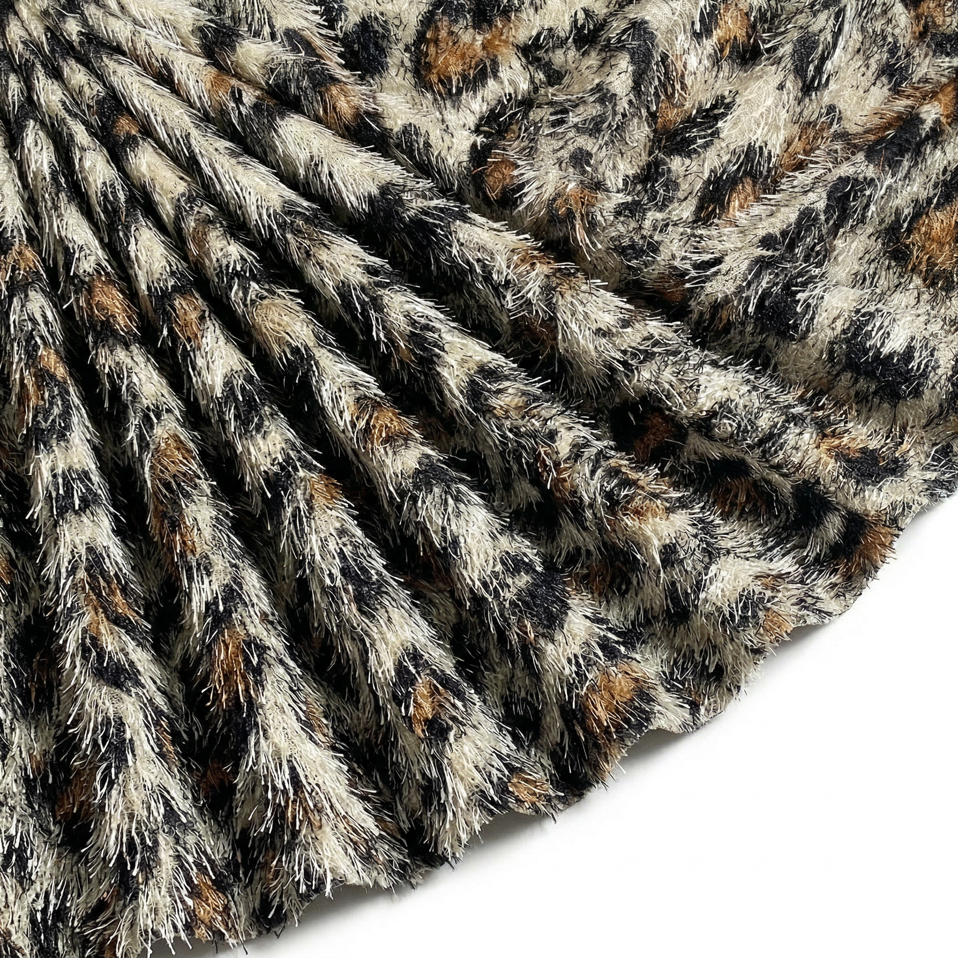 Tissu Maille Extensible à Poils Guépard Beige clair