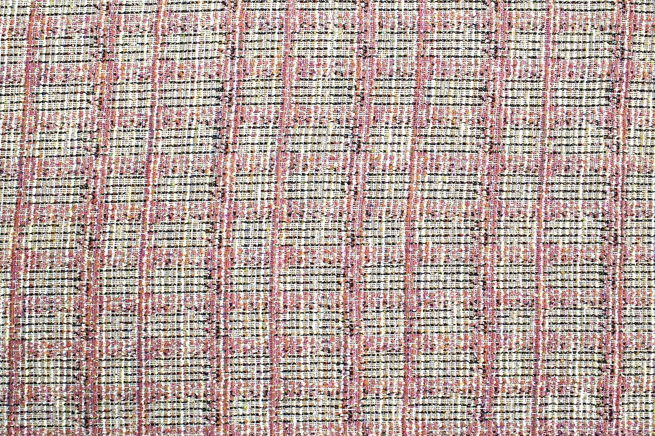 Tissu Maille Jacquard Effet Tweed Lurex Rose
