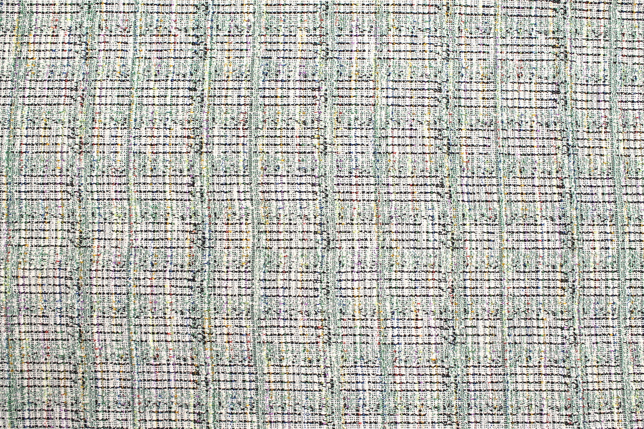 Tissu Maille Jacquard Effet Tweed Lurex Vert