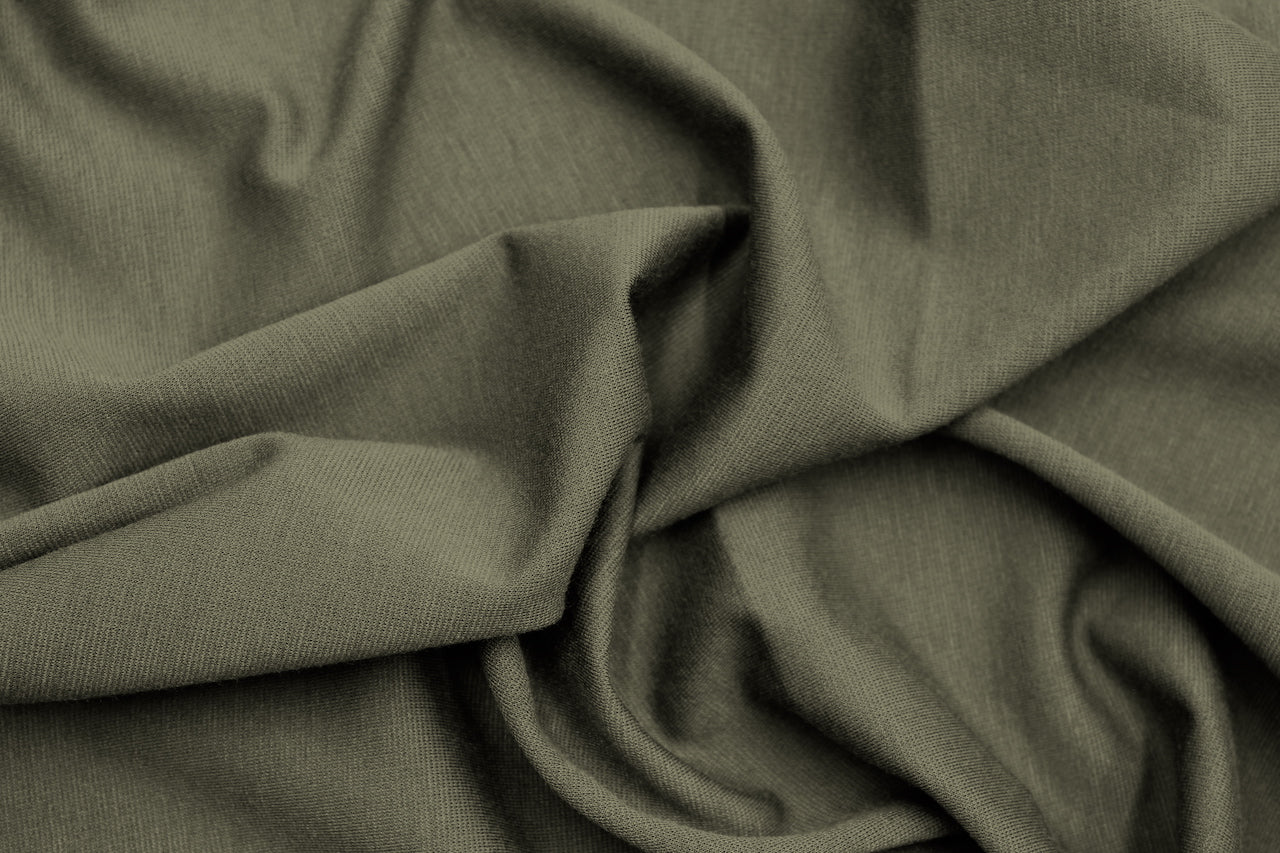 Tissu Maille Milano polyviscose Uni Vert Kaki