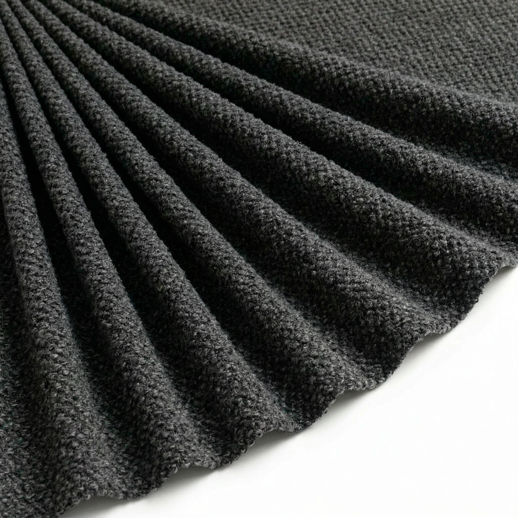 Tissu Maille Pull Ruche Uni Gris foncé