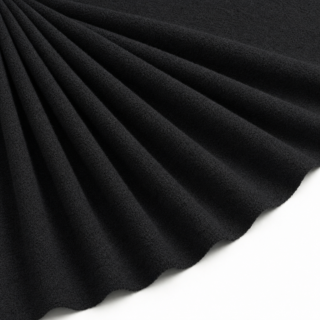 Tissu Maille Pull Ruche Uni Noir