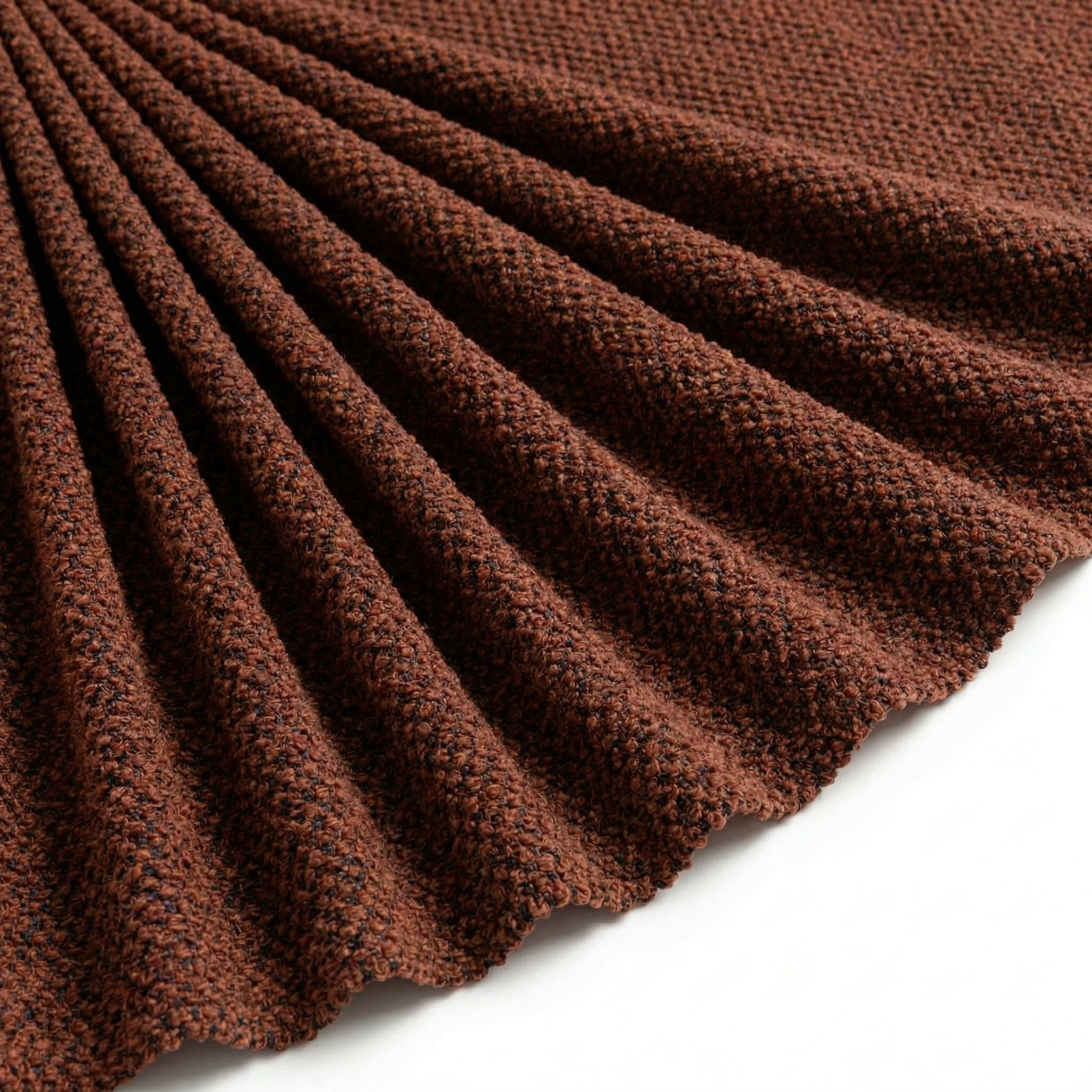 Tissu Maille Pull Ruche Uni Terracotta