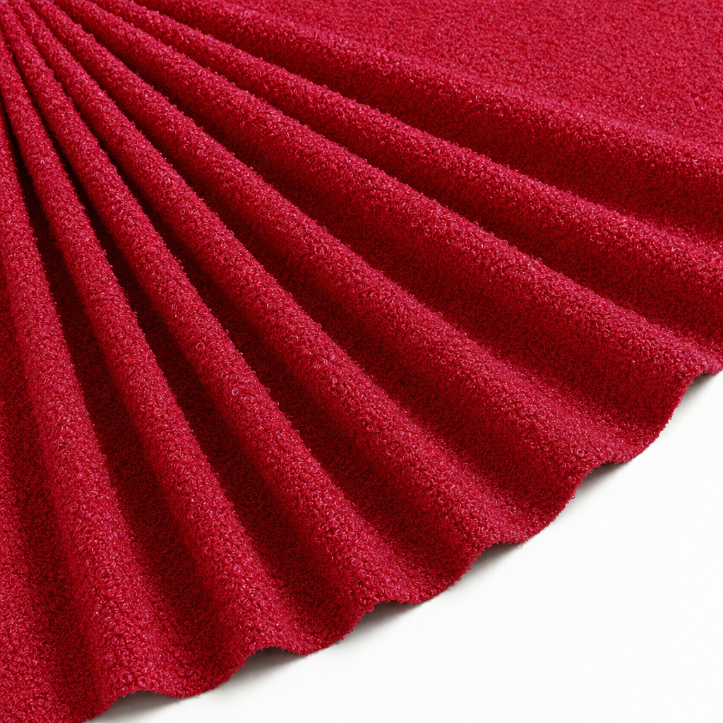 Tissu Maille Tricot Lurex Rouge