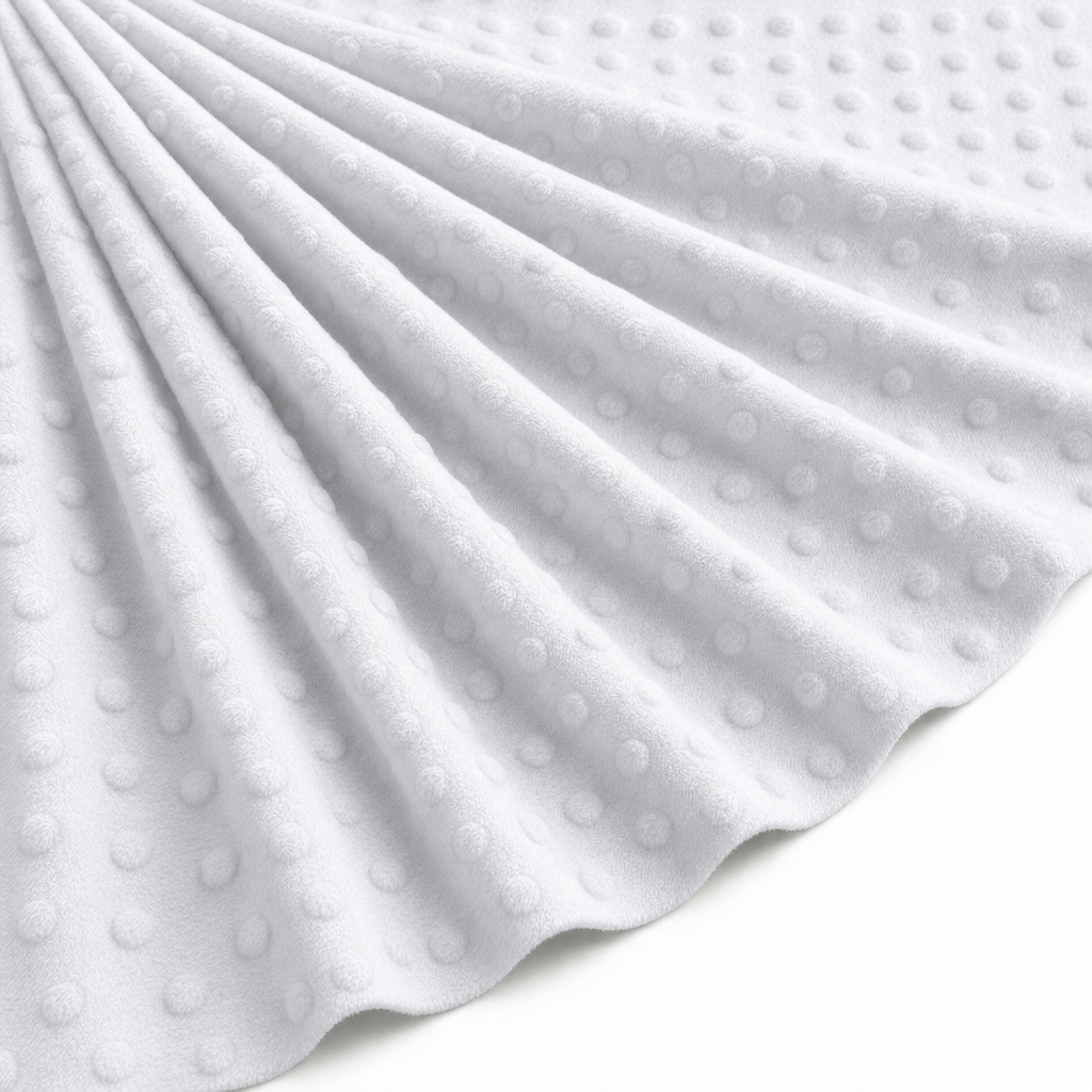 Tissu Minky Polaire relief Pois Blanc