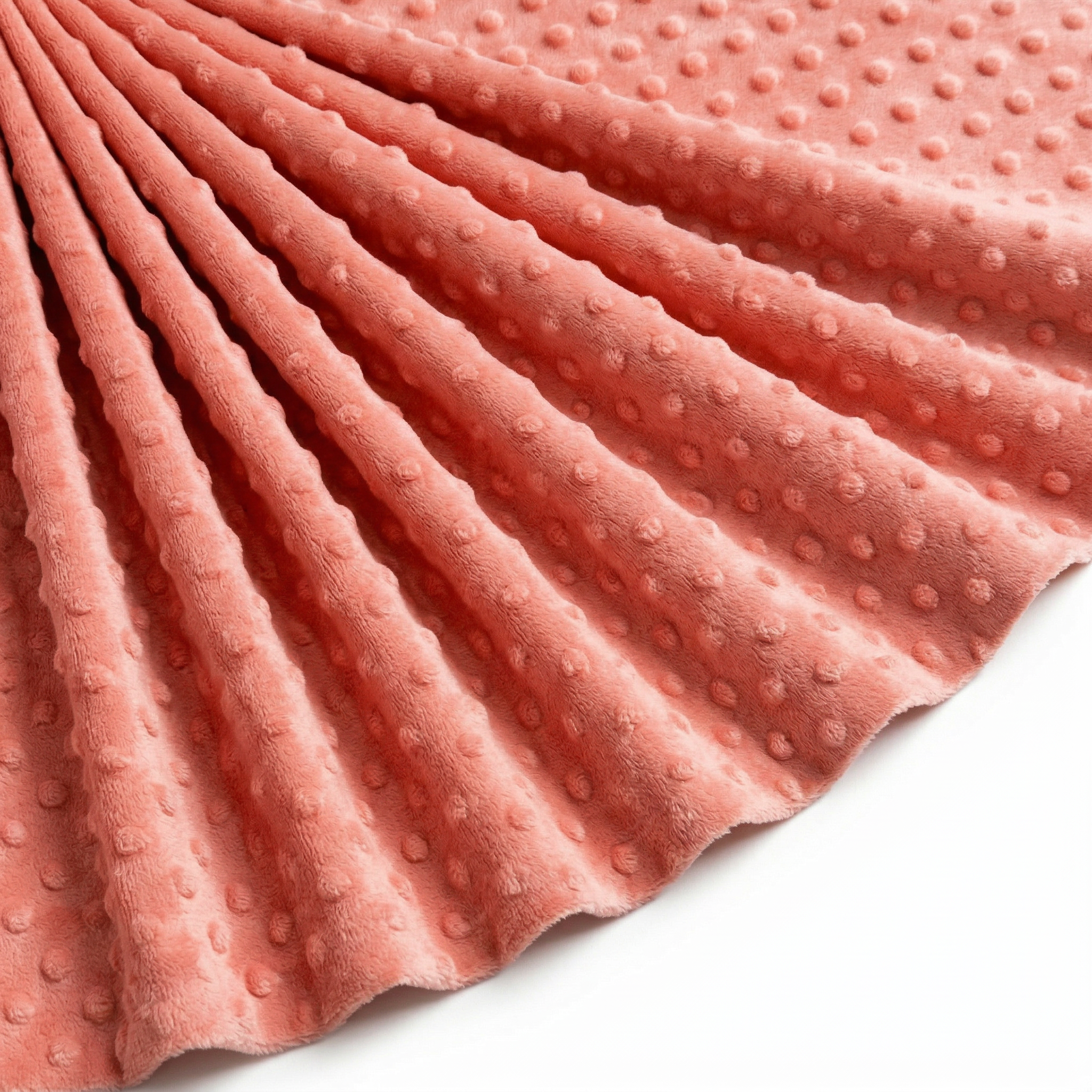 Tissu Minky Polaire relief Pois Corail
