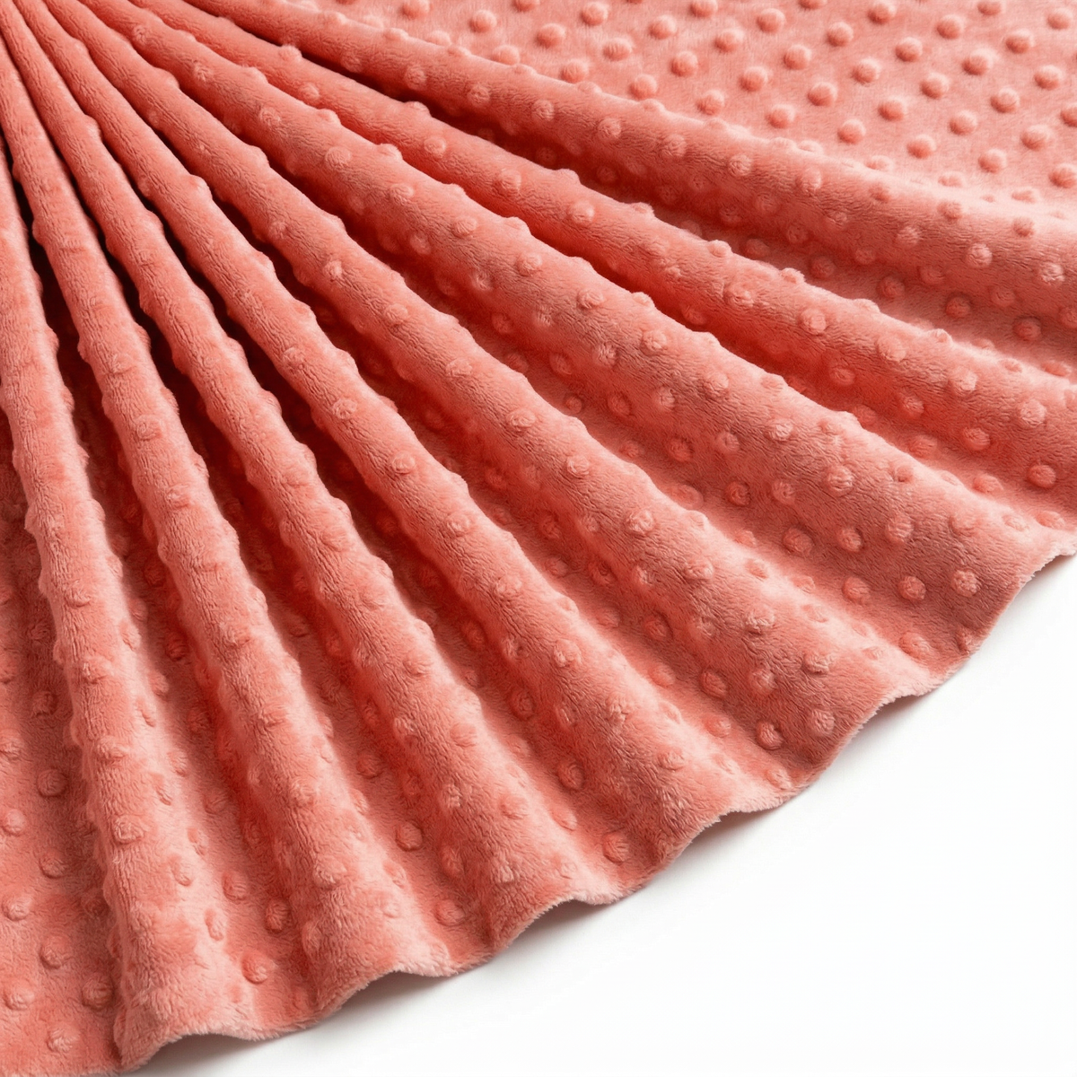 Tissu Minky Polaire relief Pois Corail