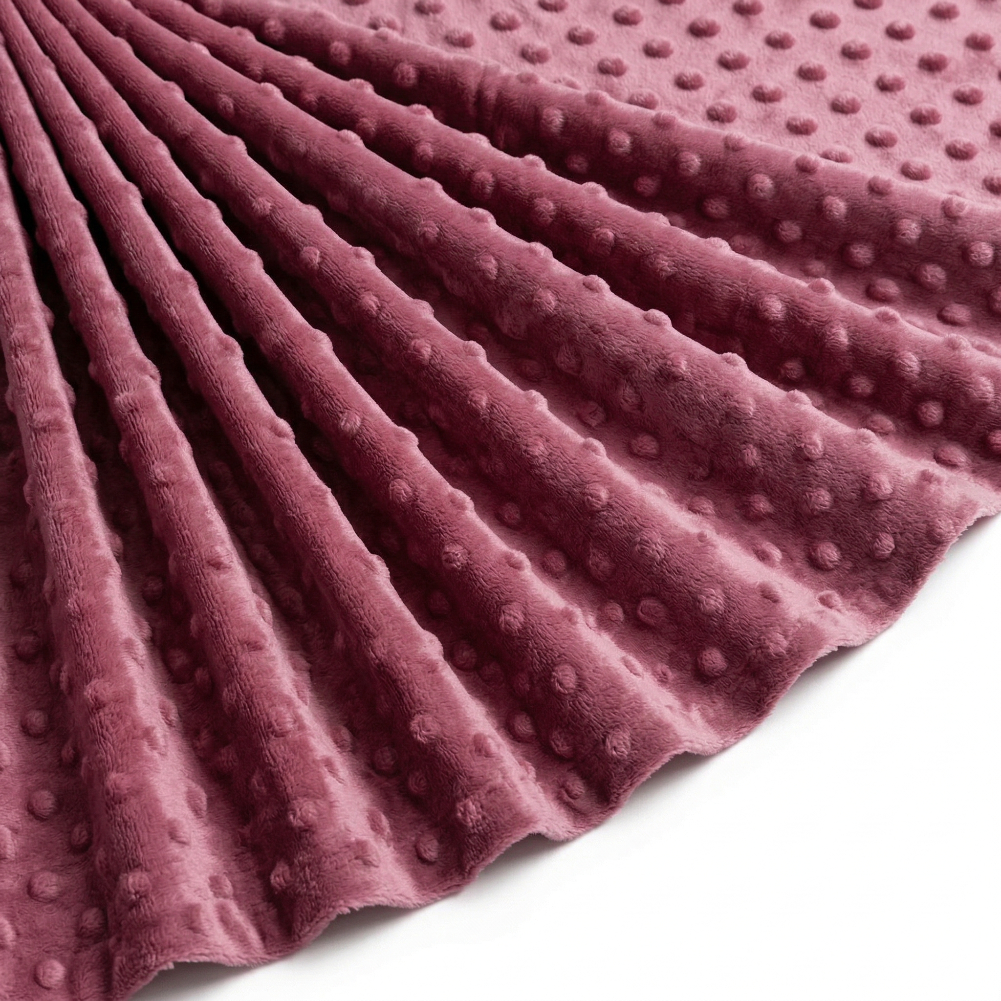 Tissu Minky Polaire relief Pois Framboise