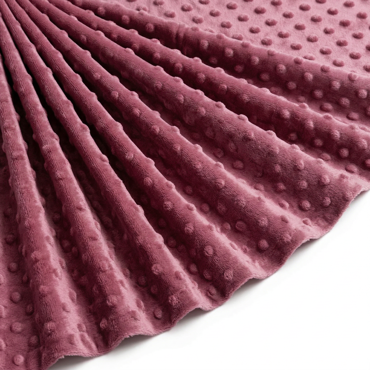 Tissu Minky Polaire relief Pois Framboise