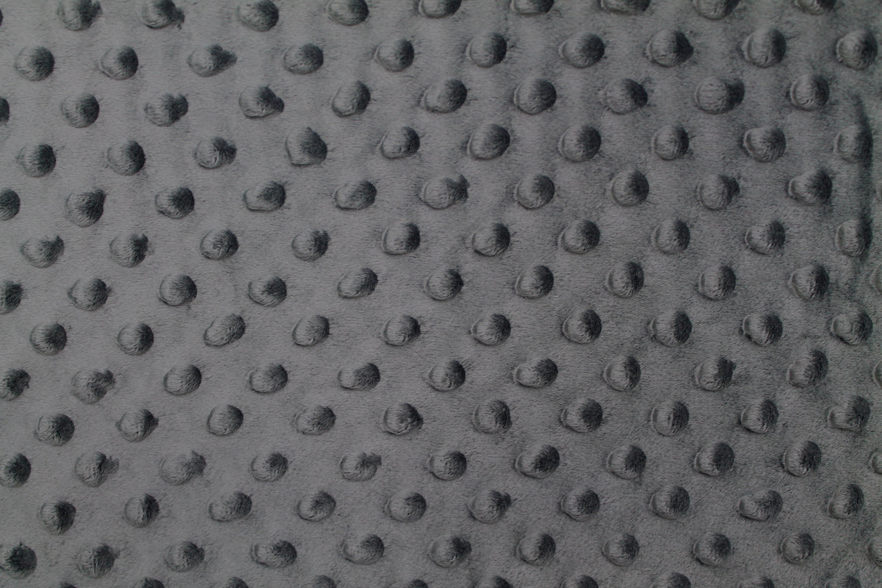 Tissu Minky Polaire relief Pois Gris foncé