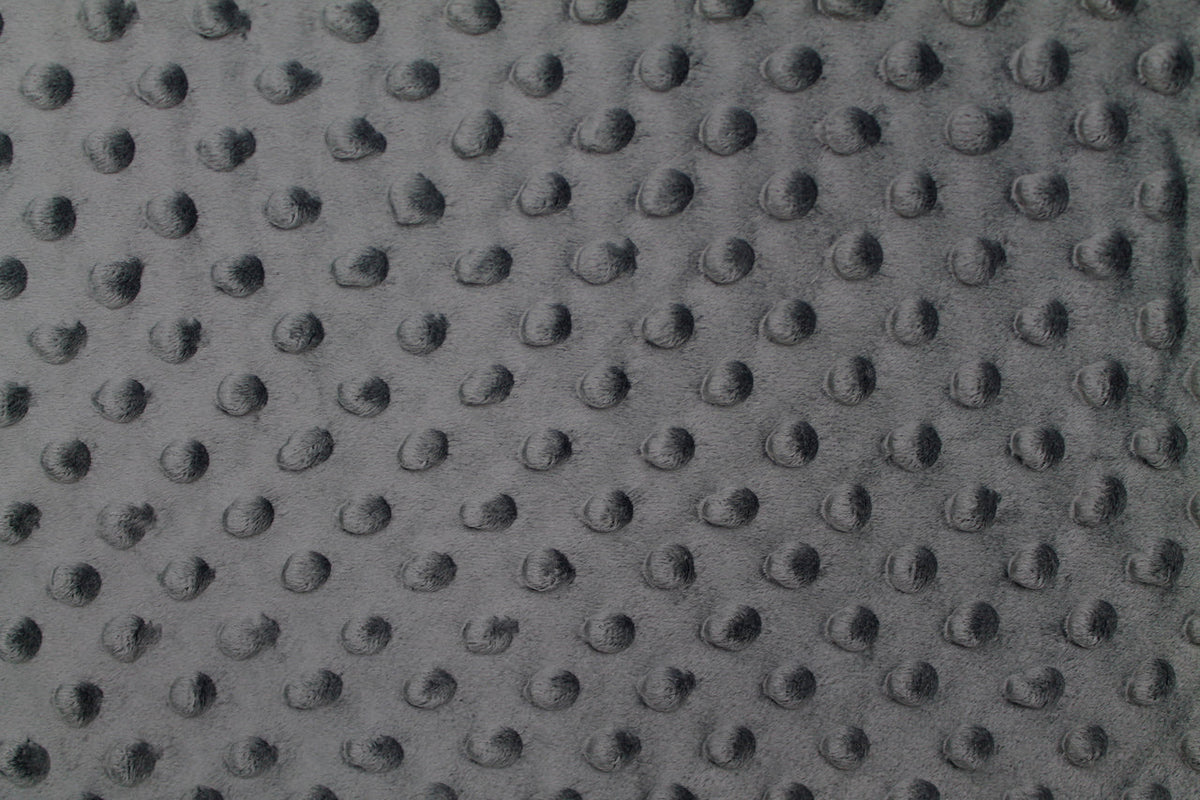 Tissu Minky Polaire relief Pois Gris foncé