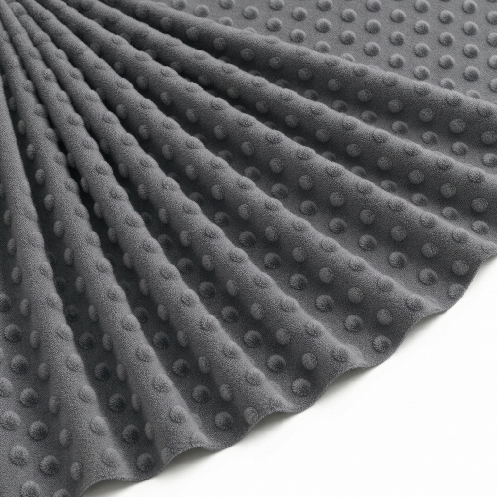 Tissu Minky Polaire relief Pois Gris foncé