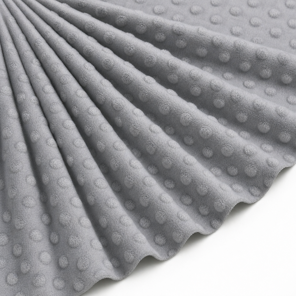 Tissu Minky Polaire relief Pois Gris