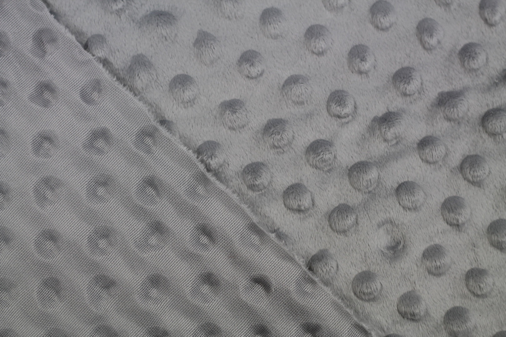 Tissu Minky Polaire relief Pois Gris