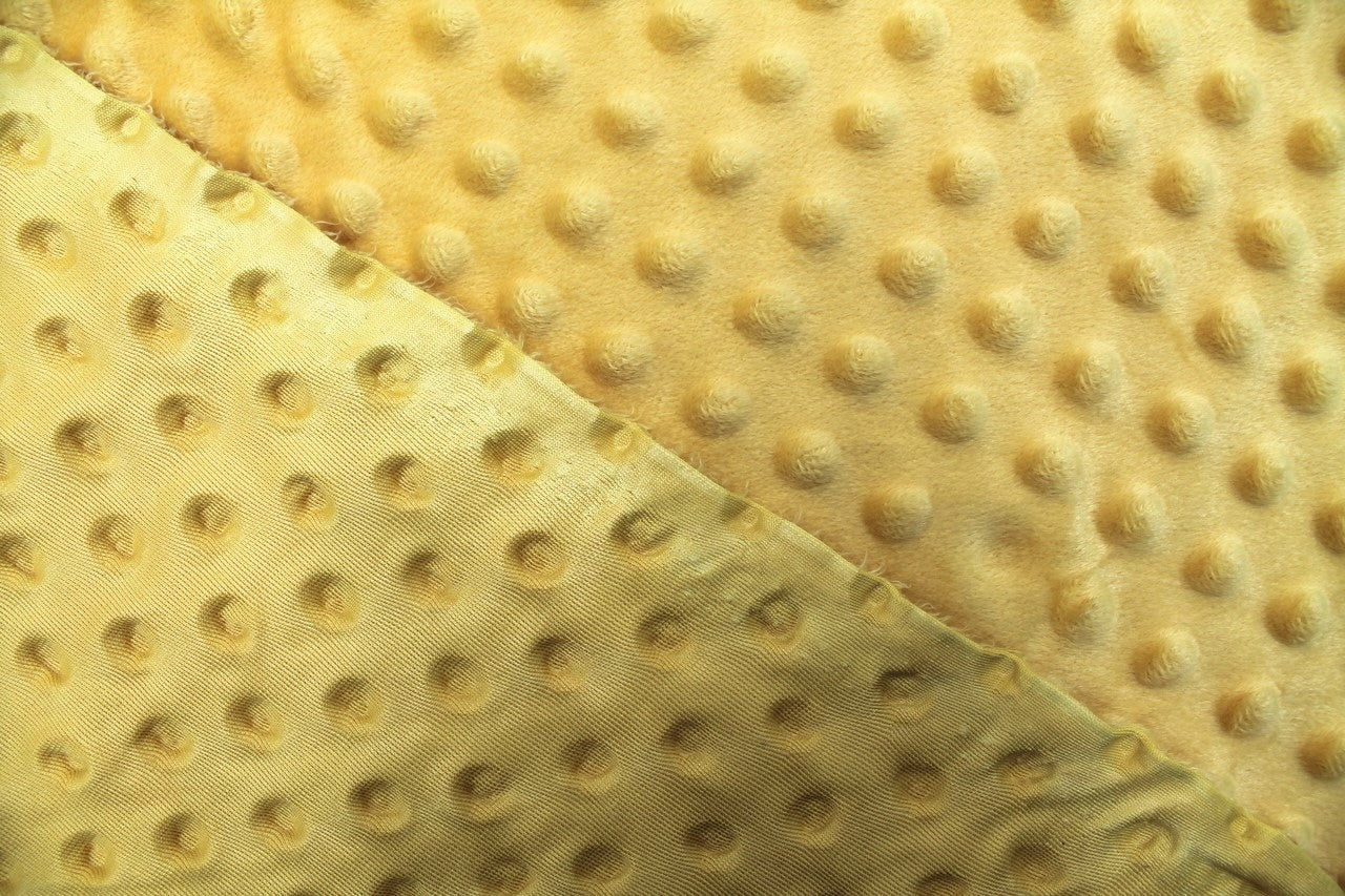 Tissu Minky Polaire relief Pois Jaune Curry