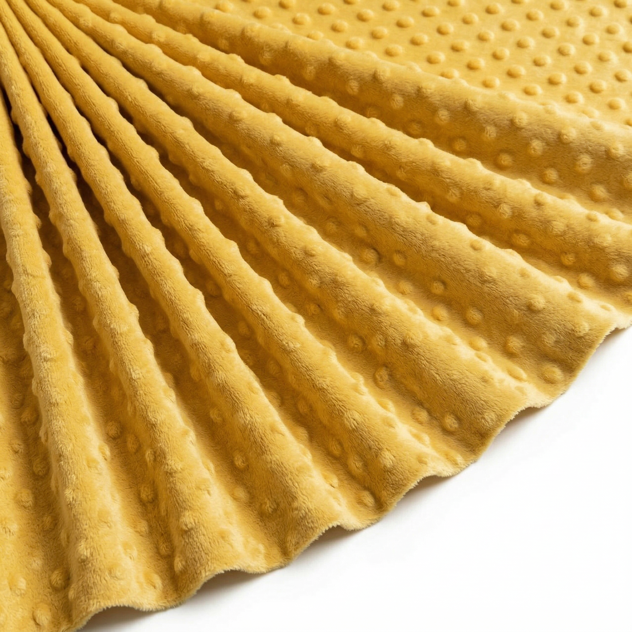 Tissu Minky Polaire relief Pois Jaune Curry