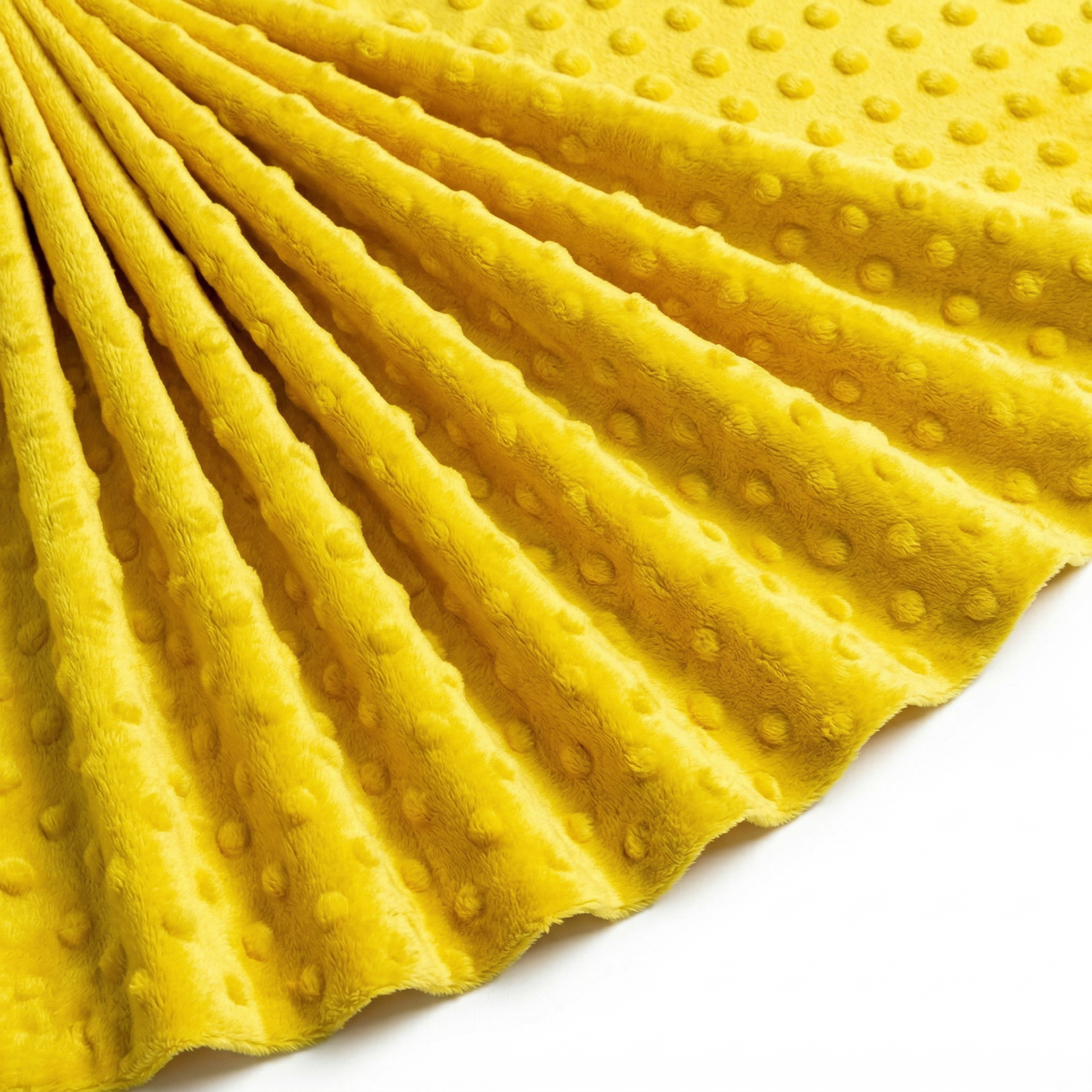 Tissu Minky Polaire relief Pois Jaune