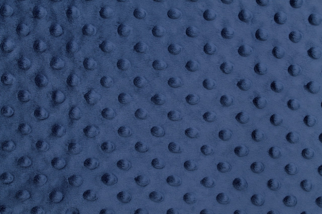 Tissu Minky Polaire relief Pois Marine