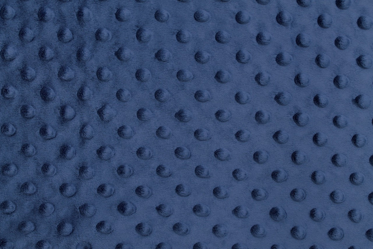 Tissu Minky Polaire relief Pois Marine