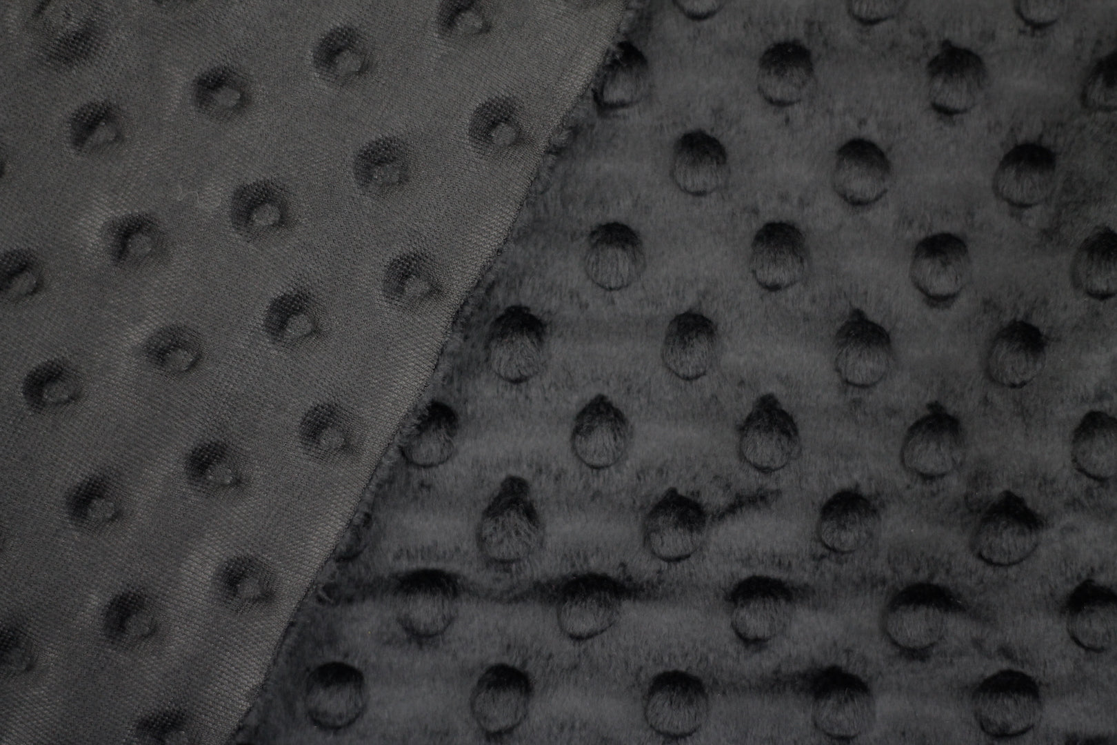 Tissu Minky Polaire relief Pois Noir