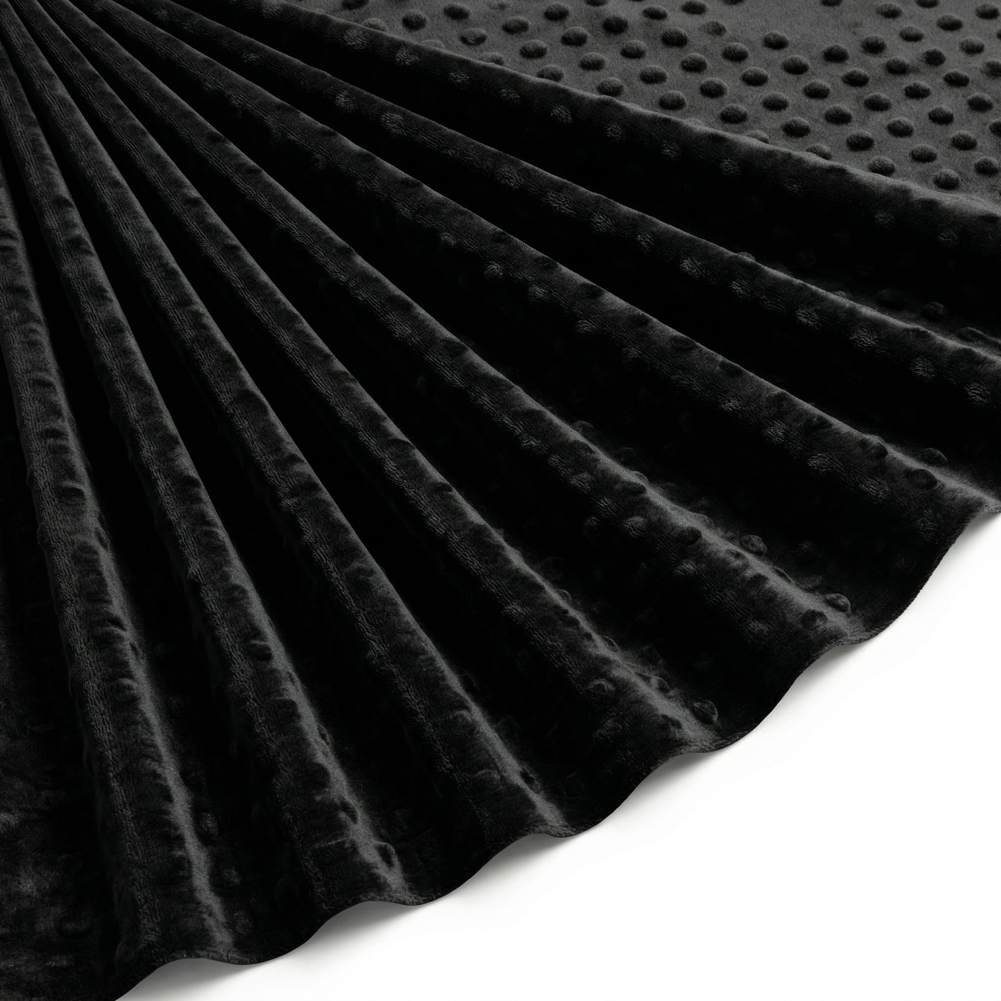 Tissu Minky Polaire relief Pois Noir