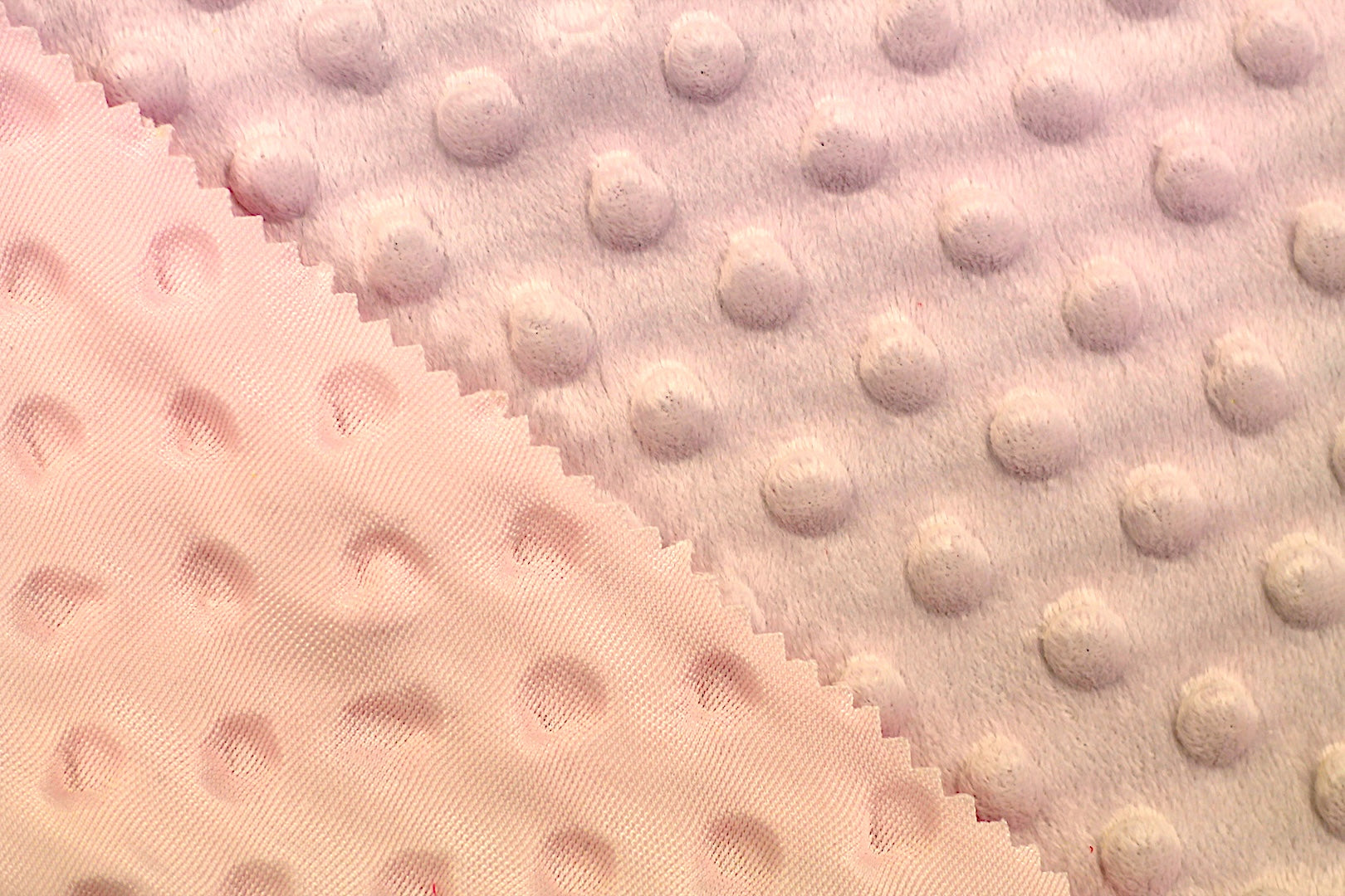 Tissu Minky Polaire relief Pois Rose