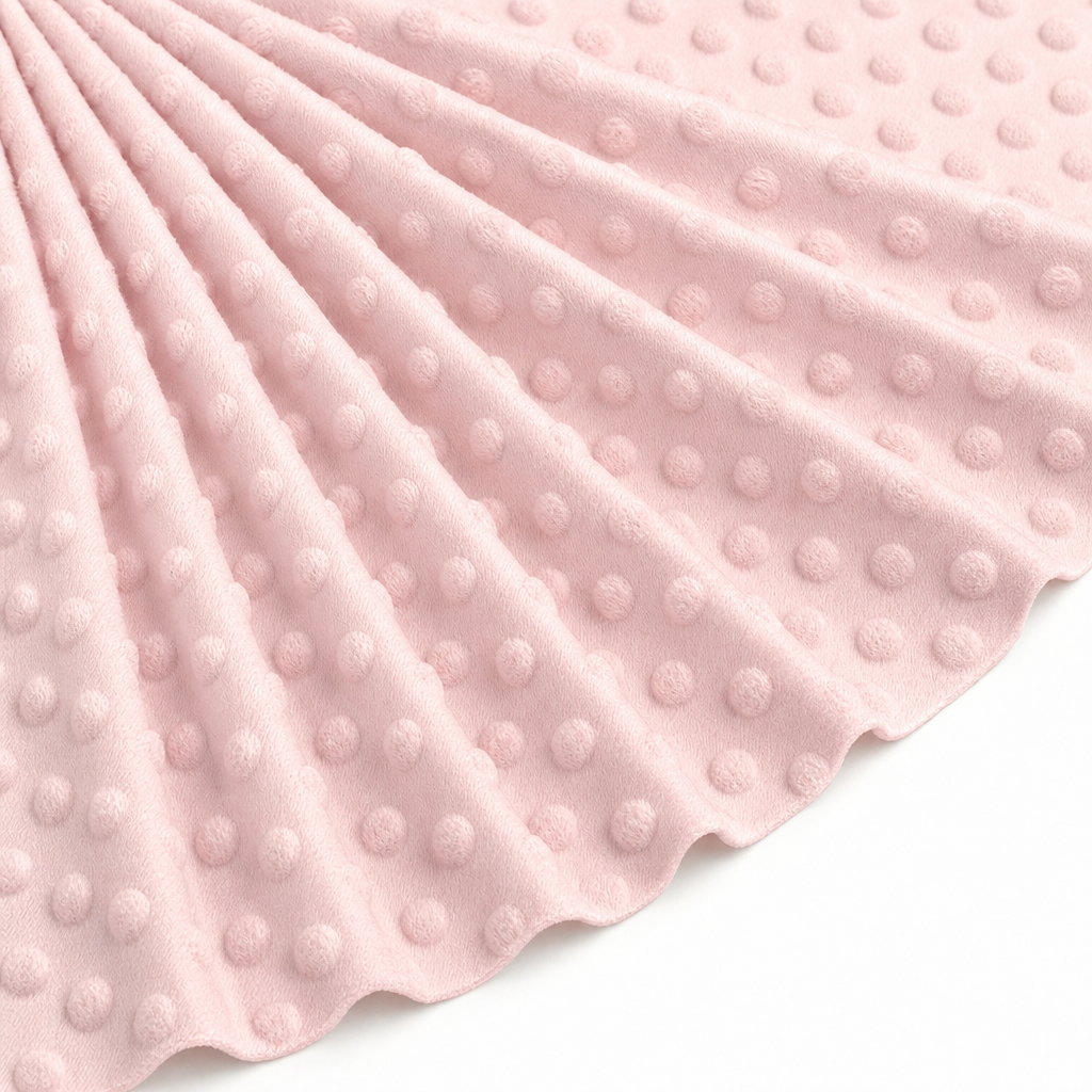 Tissu Minky Polaire relief Pois Rose