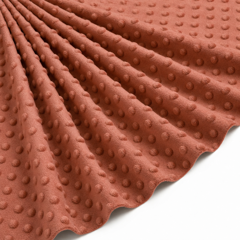 Tissu Minky Polaire relief Pois Terracotta