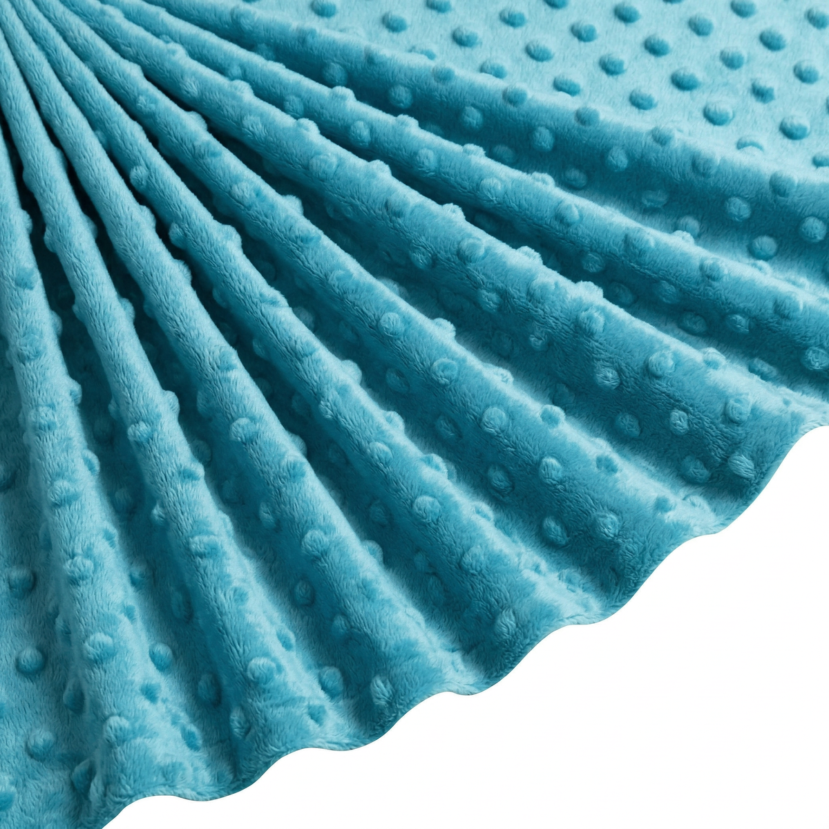 Tissu Minky Polaire relief Pois Turquoise