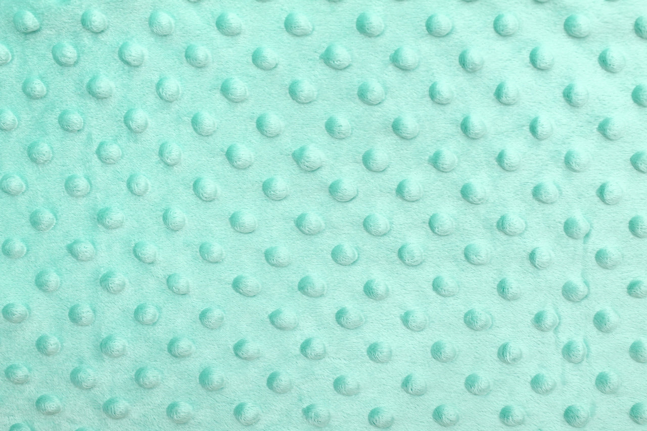 Tissu Minky Polaire relief Pois Vert d'eau